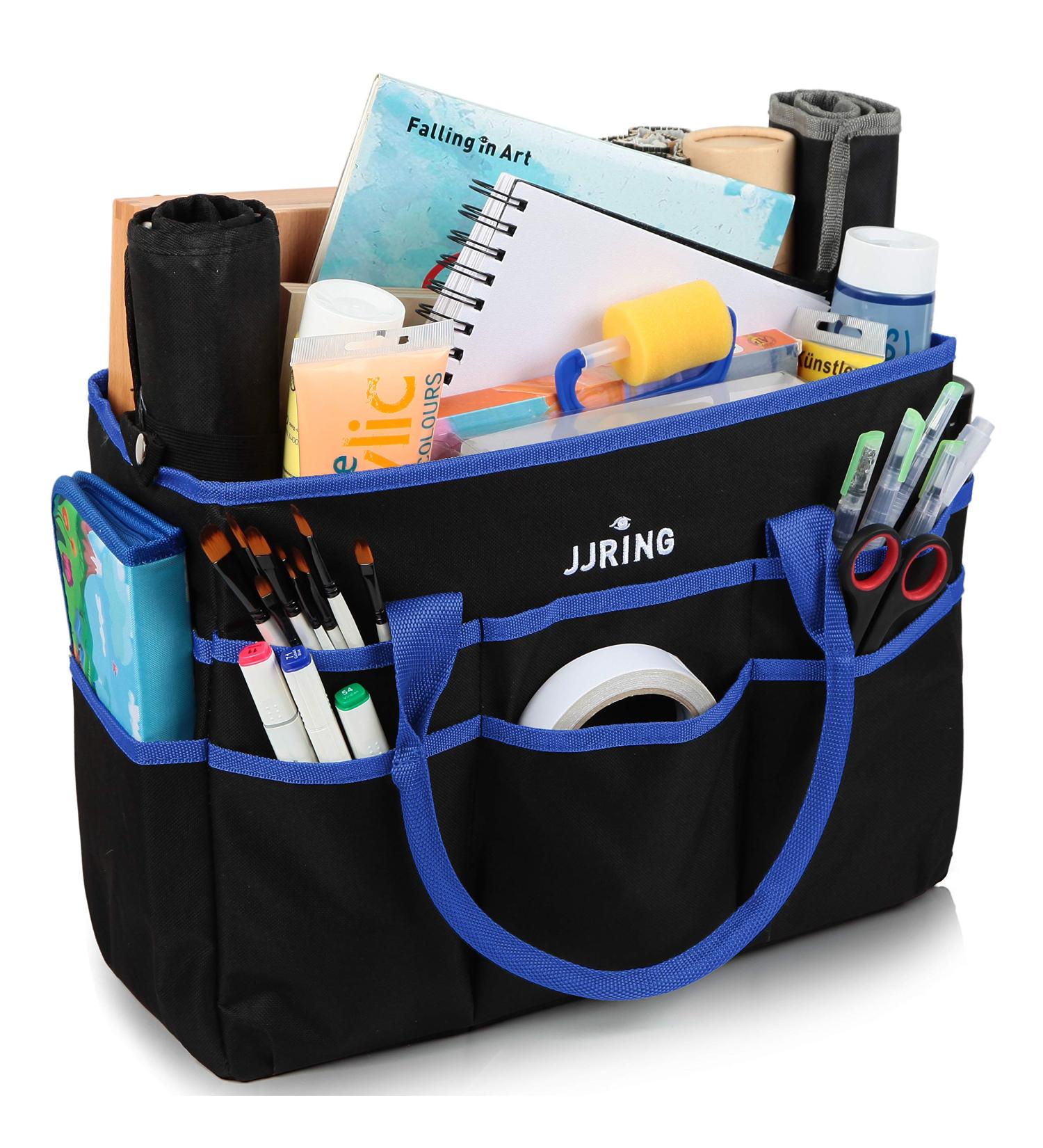 Large Multi-Functional 600D Nylon Artist Tote Bag with 16 Pockets - Blue | Perfect for Art, Craft, Sewing, Make-up, School, Medical & Office Supplies - Buy Online on GoSupps.com