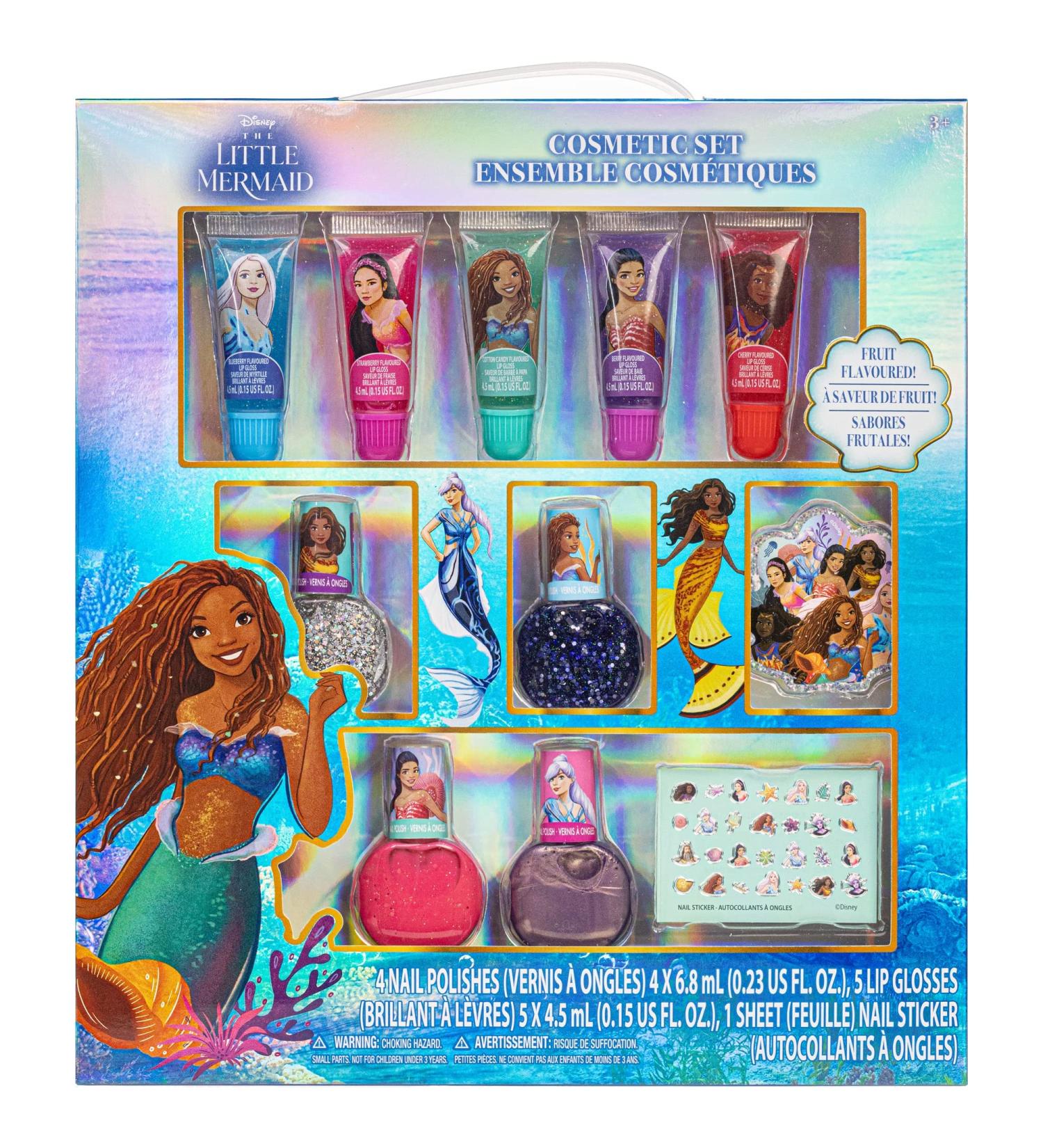 Townley Girl Disney The Little Mermaid Sparkly Makeup Set for Girls - 11 Pcs, Lip Gloss, Nail Polish, Stickers | Ideal for Parties, Sleepovers | Birthday Gift for Girls 3 Yrs - Buy Online on GoSupps.com
