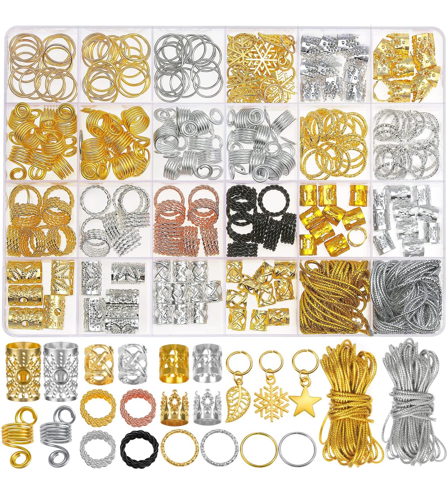 259PCS Hair Jewelry Accessories for Women - Hair Loc Wire Wrapped Adornment for Dreadlocks with Beads, Charms, Rings, Cuffs, and Clips - Hair Decorations Set - Buy Online on GoSupps.com