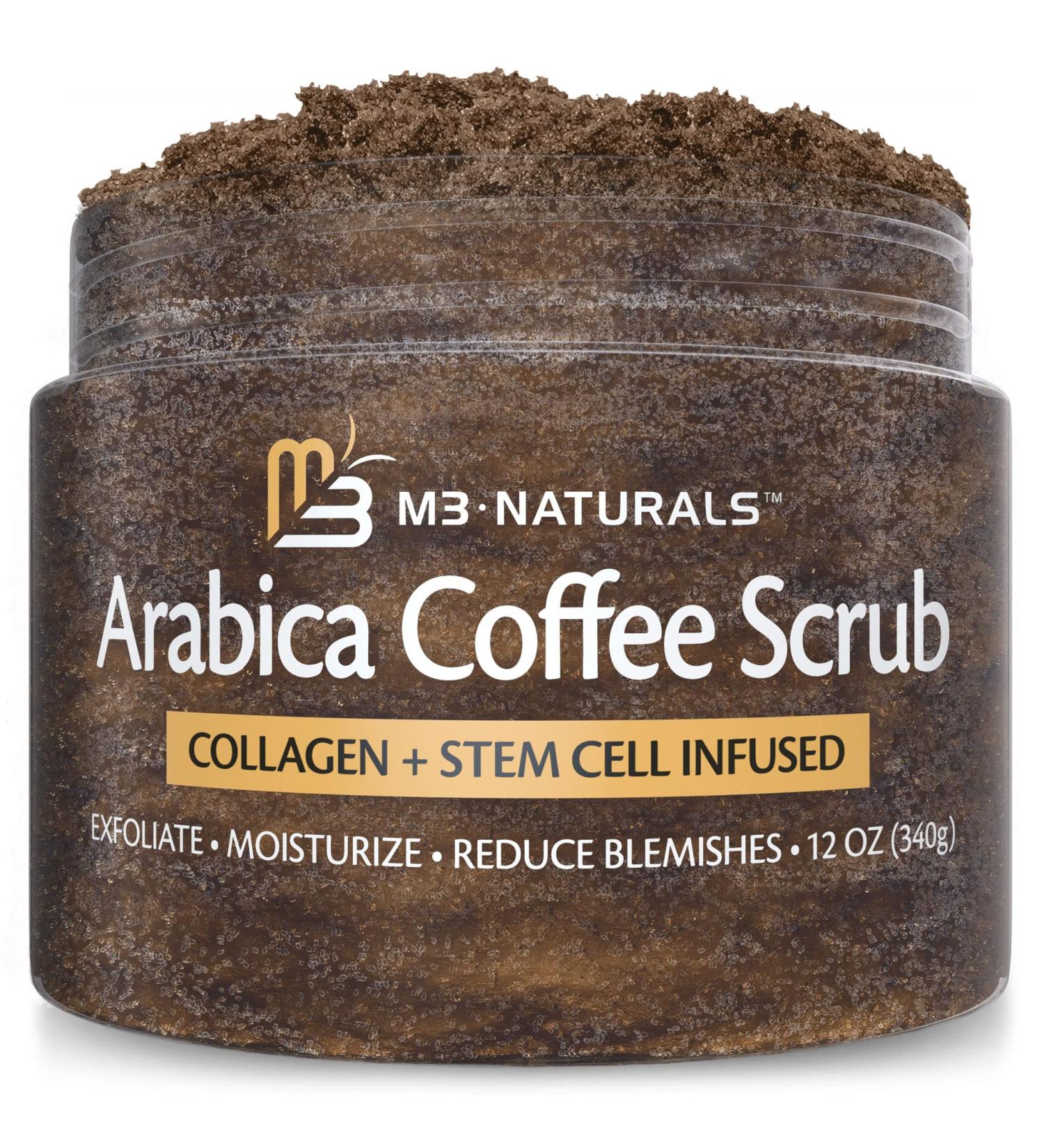 M3 Naturals Arabica Coffee Body Scrub with Collagen & Stem Cell - 12 oz Scrubber for Skin Care, Cellulite, Fine Lines & Stretch Marks - Buy Online on GoSupps.com