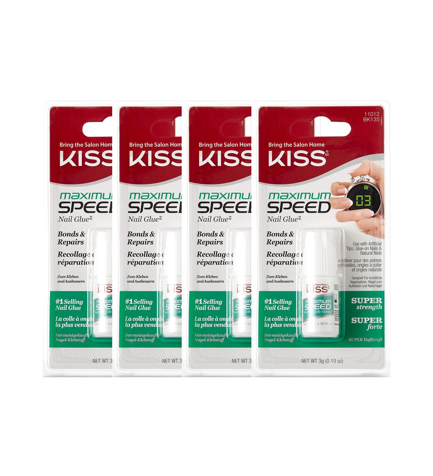 Kiss Maximum Speed Nail Glue BK135 - 4 Pack | Strong Adhesive for Quick Nail Repair - Buy Online on GoSupps.com