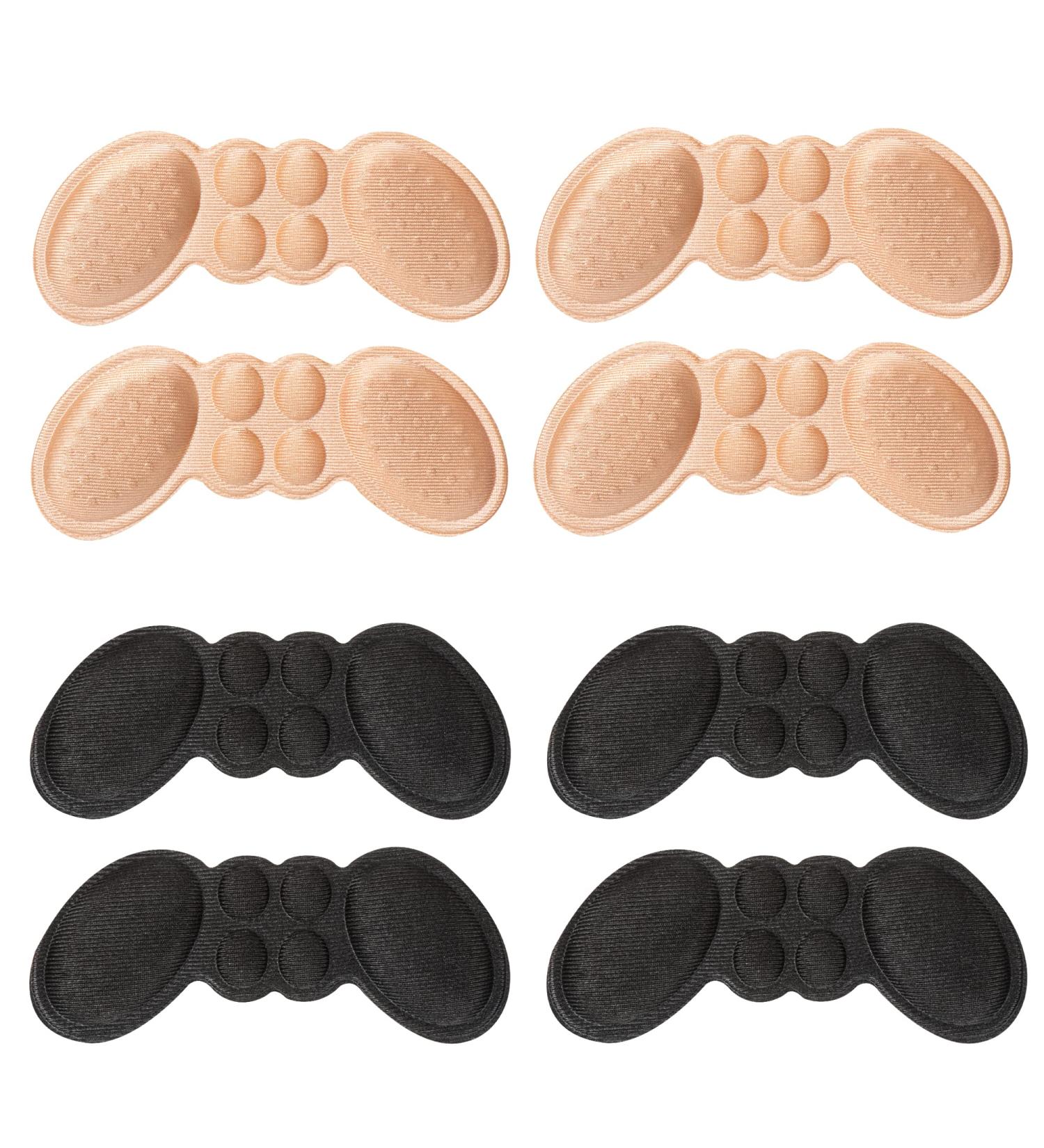 Macood Heel Cushions Pads - 4 Pairs Self-Adhesive Inserts for Men & Women | Prevent Heel Slipping, Blisters & Rubbing | Foot Care Protectors (Black/Beige) - Buy Online on GoSupps.com
