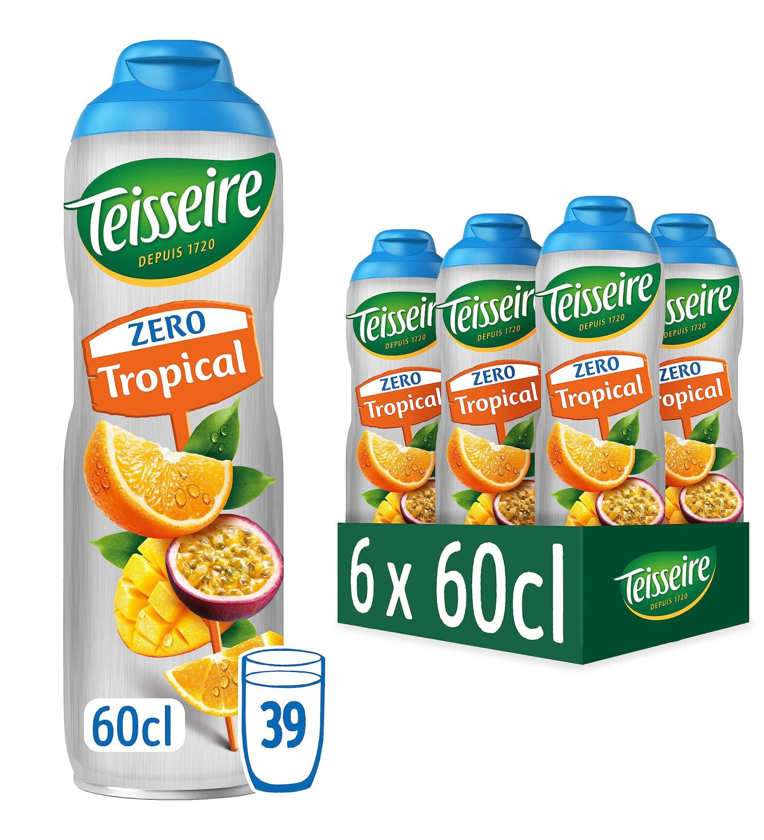 Teisseire Zero Sugar Tropical Syrup for Refreshing Drinks Cocktails Bottle (Pack of 6) - Buy Online on GoSupps.com