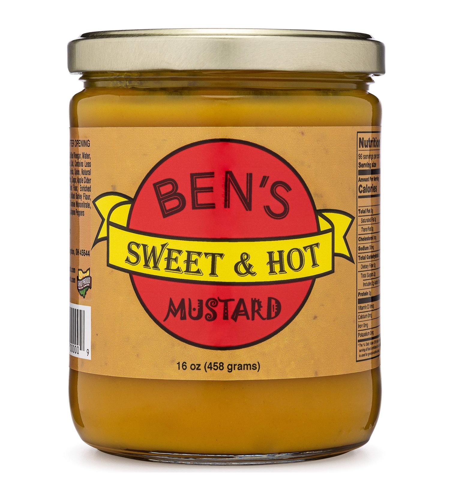 Ben's Sweet & Hot Mustard 16 oz - All Natural Spicy Dipping & Deli Sauce - Buy Online on GoSupps.com