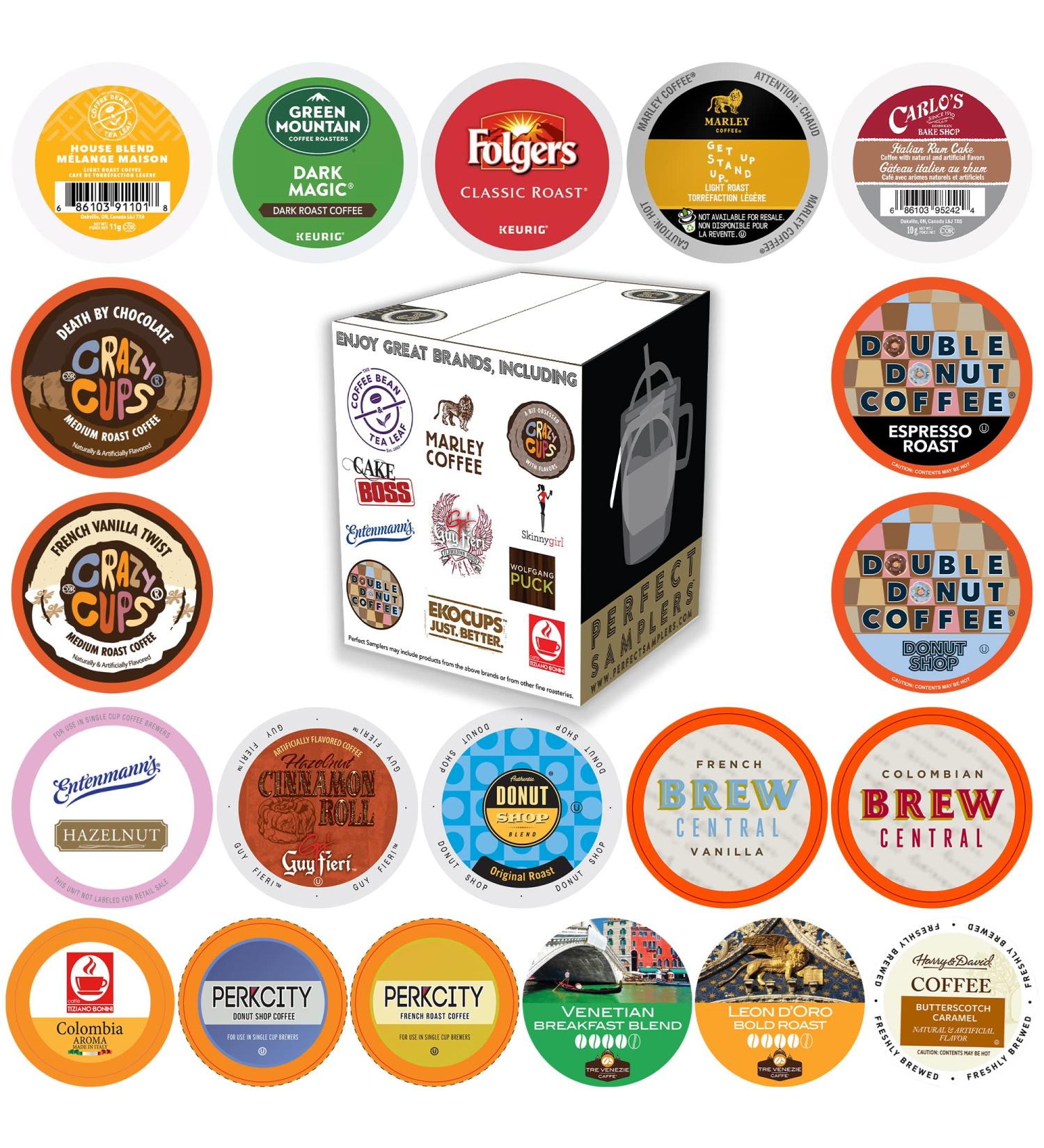 Sampler Coffee Pods Variety Pack - Flavored, Dark Roast, Medium Roast - 20 Count Gift Set for Keurig K Cups Machines - Buy Online on GoSupps.com