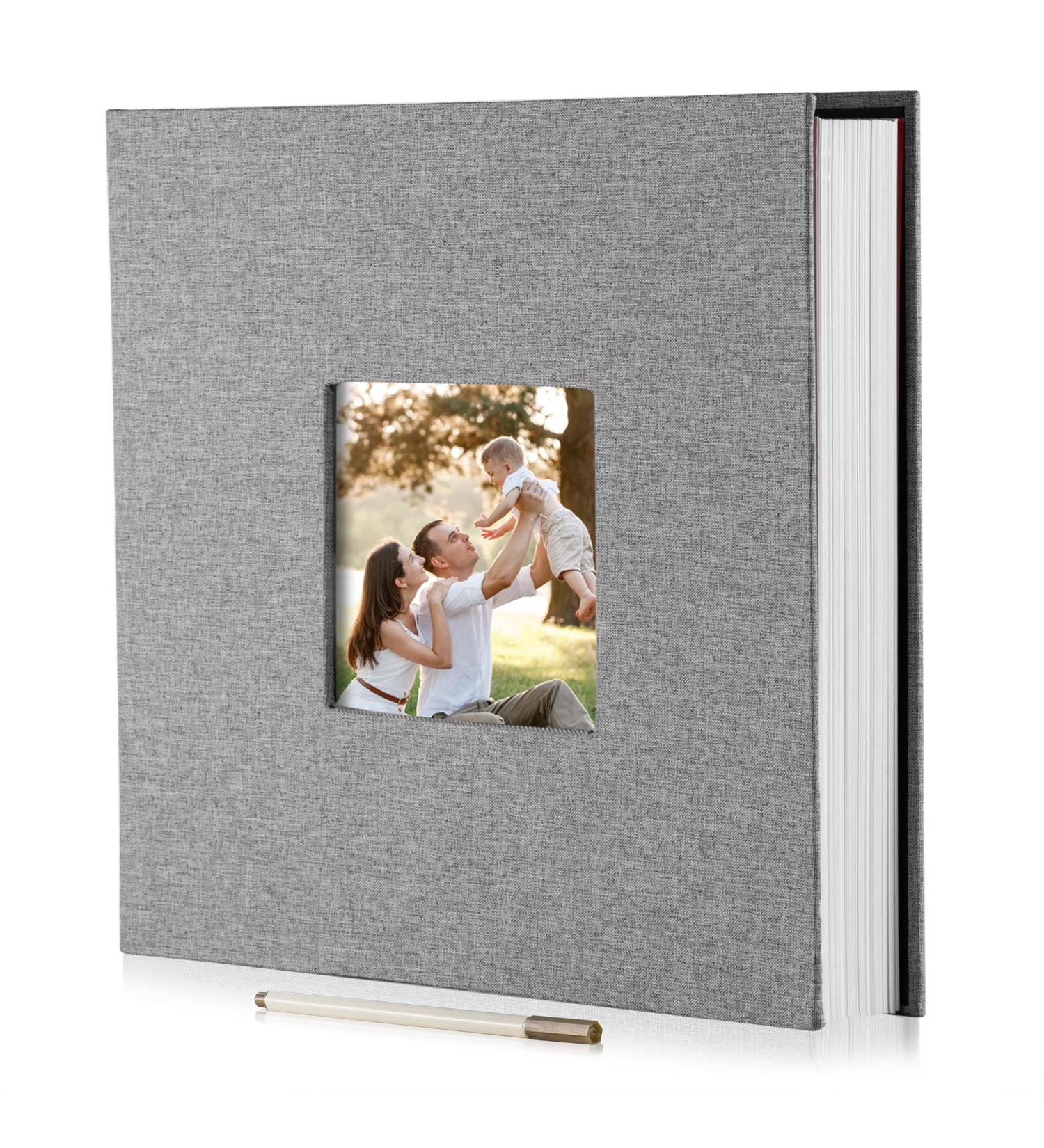 HenPisen Large Photo Album Self Adhesive Scrapbook - 40 Pages Linen Cover DIY Album, Grey - Includes Metallic Pen and Sticker Kit - Buy Online on GoSupps.com