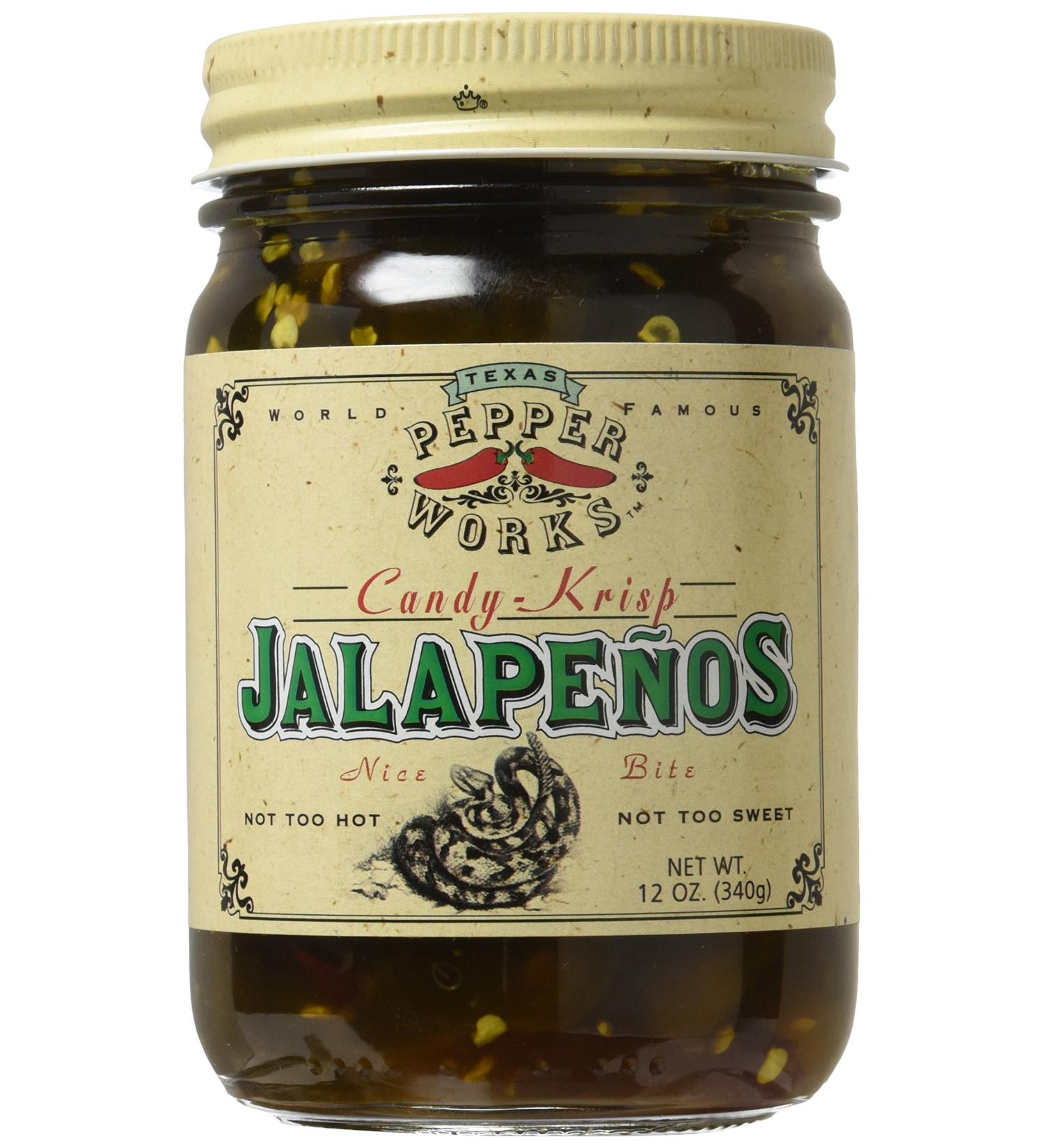 Texas Pepper Works Candy Krisp Jalapenos 12 oz - Sweet & Spicy Gourmet Snack - Buy Online on GoSupps.com