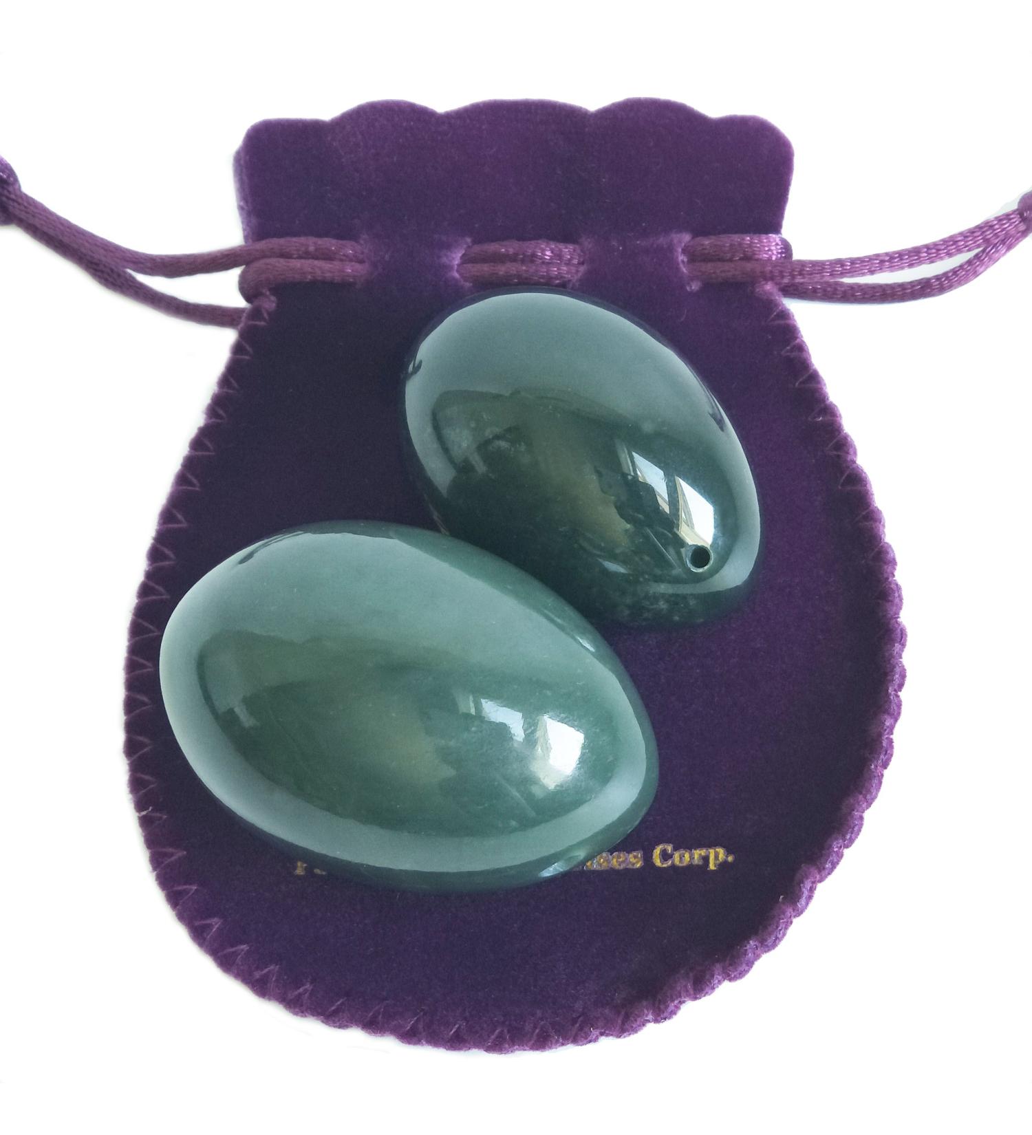 Nephrite Yoni Eggs Set - Drilled Polar Jade for Beginners & Medium Users | Includes Box Silk Cord & Instructions - Buy Online on GoSupps.com