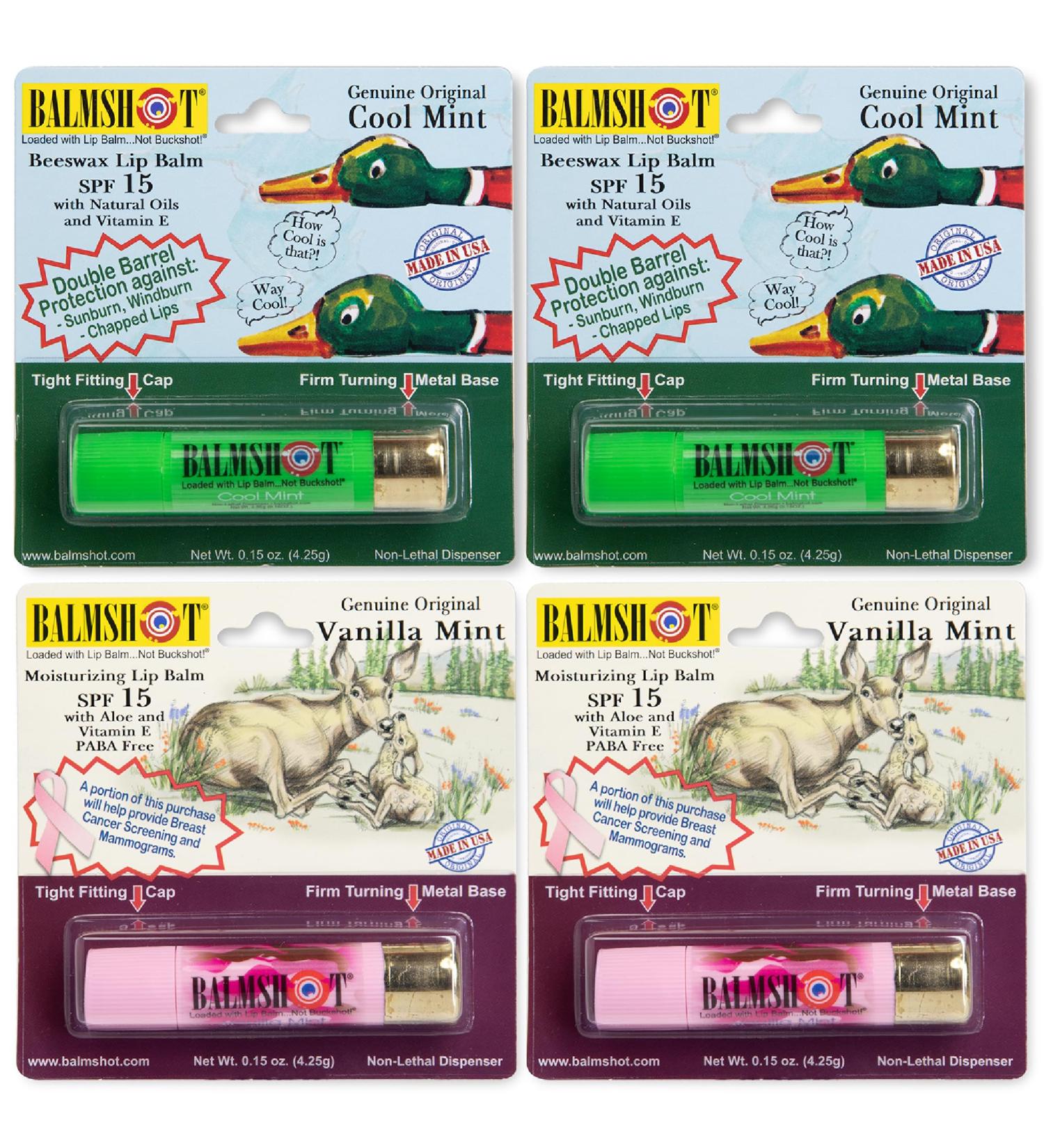 BALMSHOT Lip Balm 4 Pack (Minty Combo Variety Pack) - Buy Online on GoSupps.com