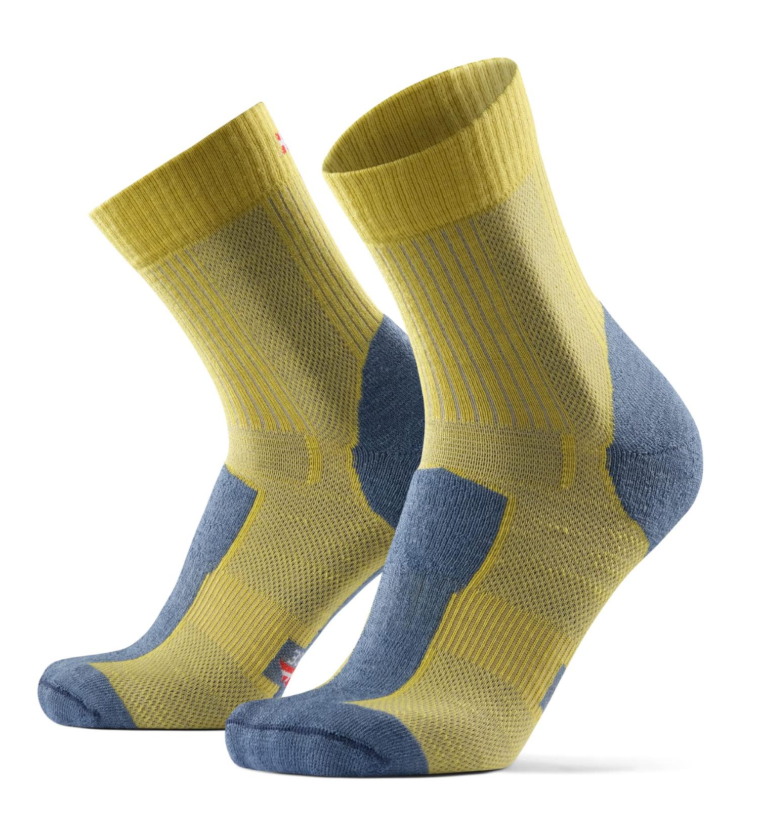 Danish Endurance Merino Wool Light Hiking Socks 1-Pack | Short-Crew Yellow/Flint Grey | Breathable for Men, Women & Kids - Size 9.5-12.5 - Buy Online on GoSupps.com