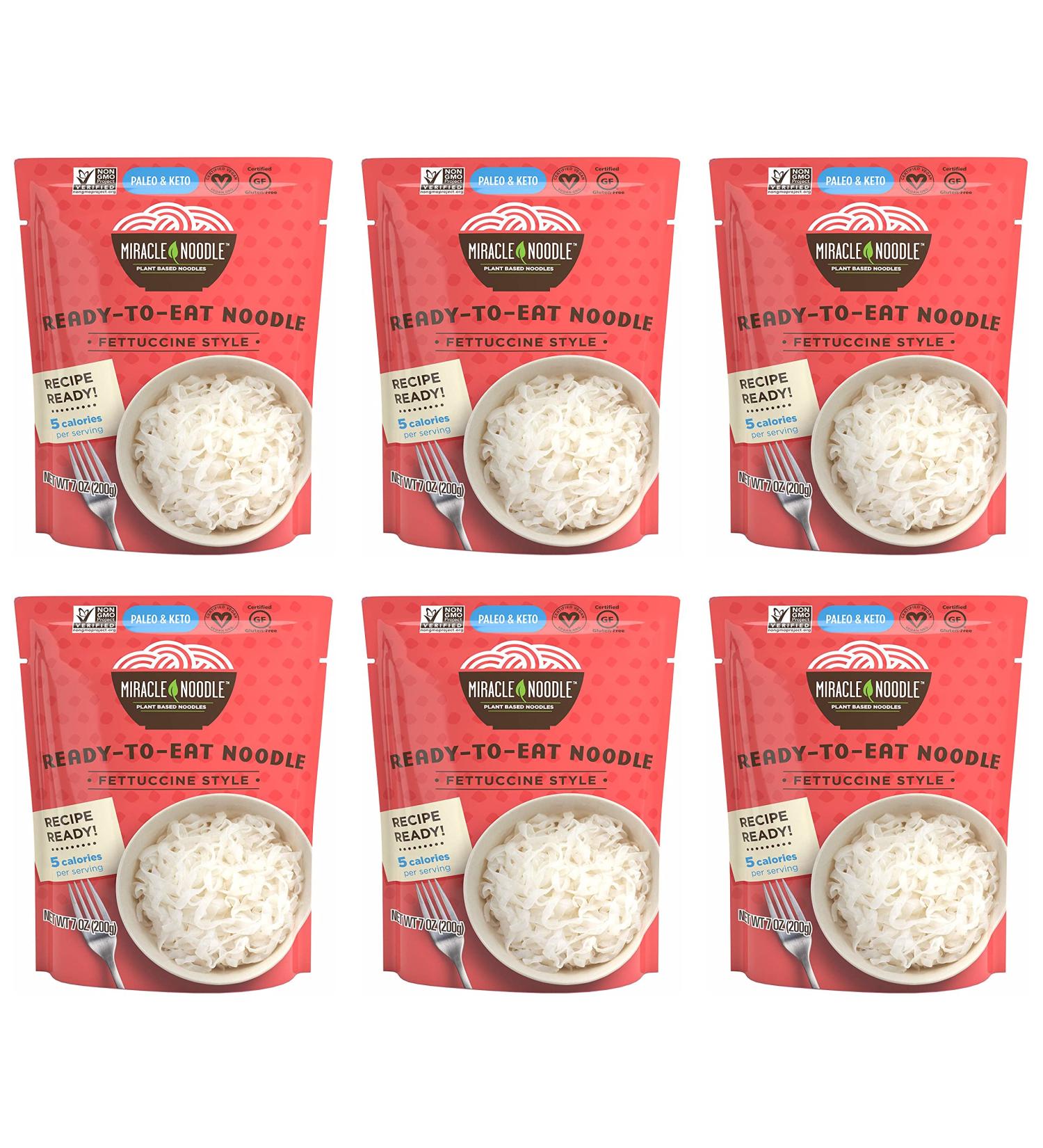 Miracle Noodle Fettuccine Shirataki Noodles  Ready To Eat Konjac Noodle - Keto Friendly  Paleo  Vegan  Gluten Free  Low Carb  Low Calorie  Soy Free  Miracle Noodles - 7 Ounce (Pack Of 6) - Buy Online on GoSupps.com