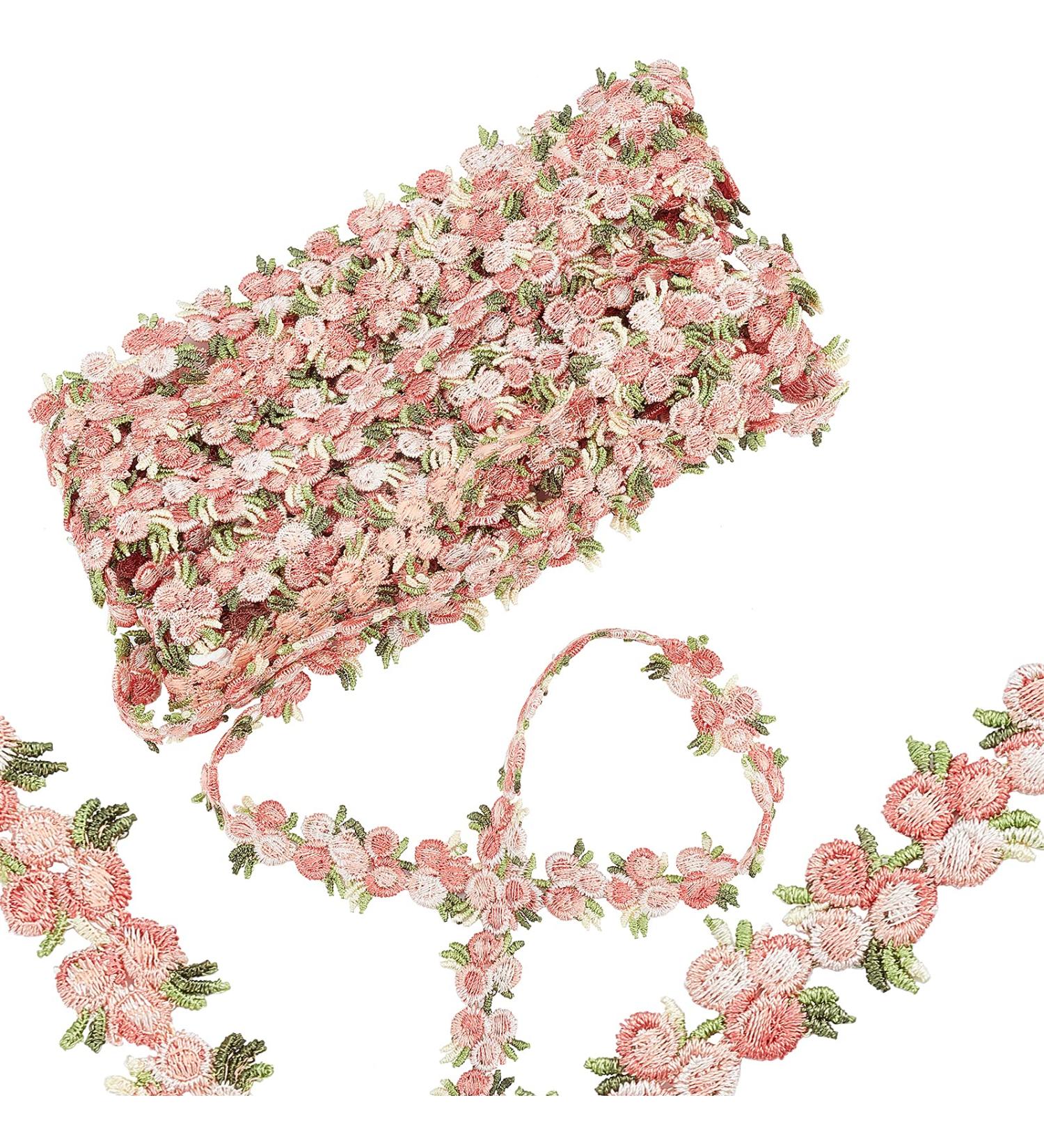 GORGECRAFT 5 Yards Flower Trim Ribbon Cherry Color Lace Edge Trim for DIY Wedding Dresses and Party Decor - Pink - Buy Online on GoSupps.com
