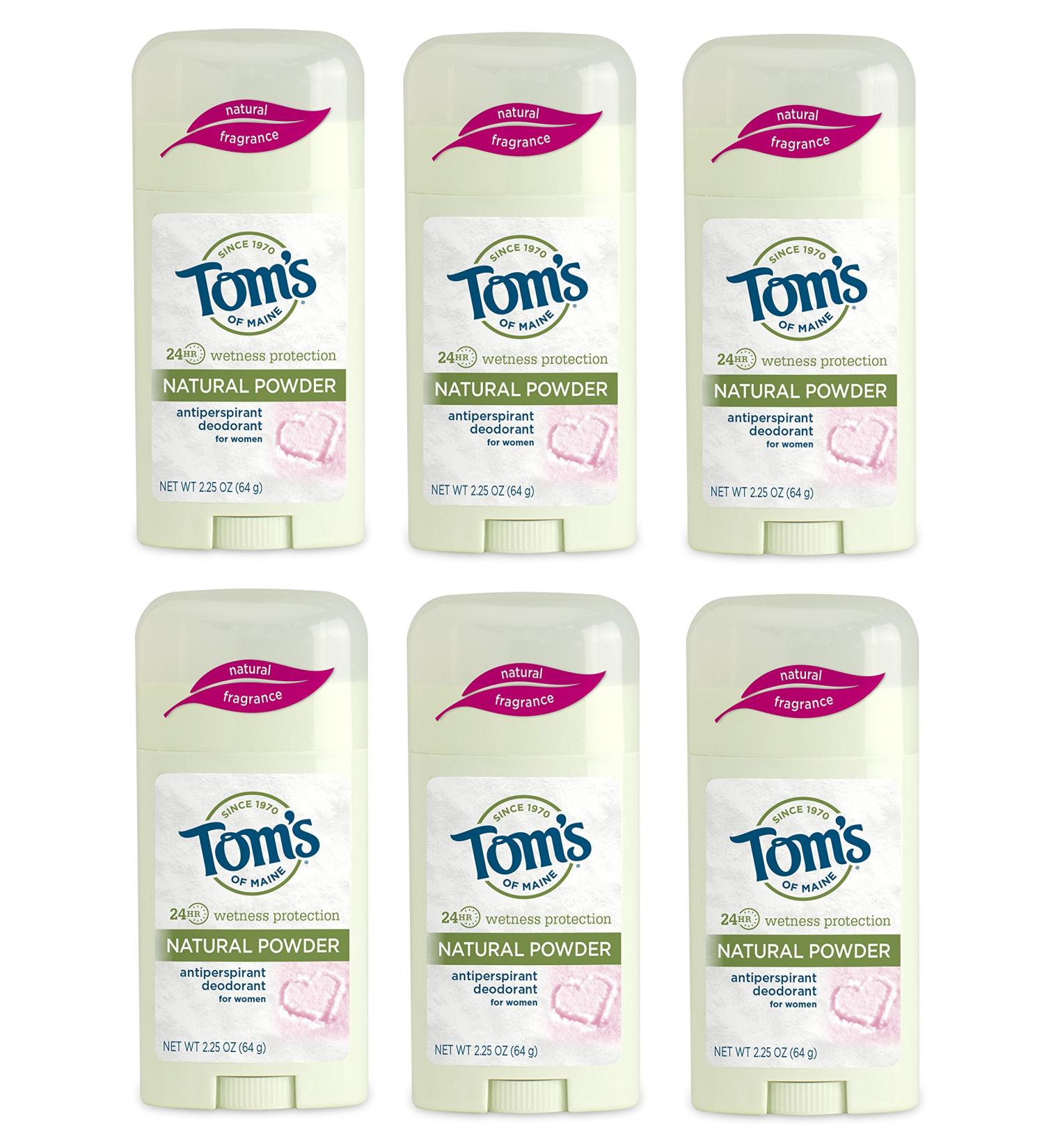 Tom's of Maine Natural Women's Stick Antiperspirant Deodorant, 2.25 Oz, Pack of 6
