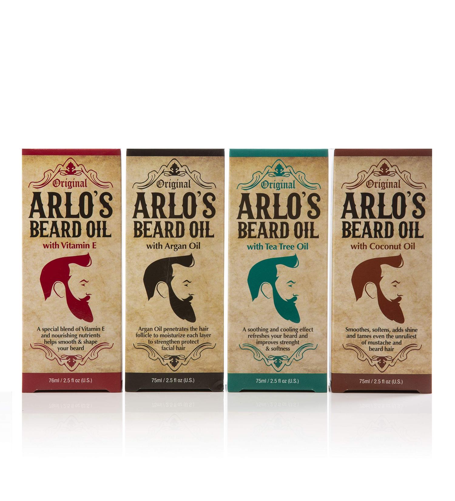 Arlo's Beard Oil 4 Pack - Nourishing Argan Tea Tree Vitamin E & Coconut | Premium Grooming for Men - Buy Online on GoSupps.com