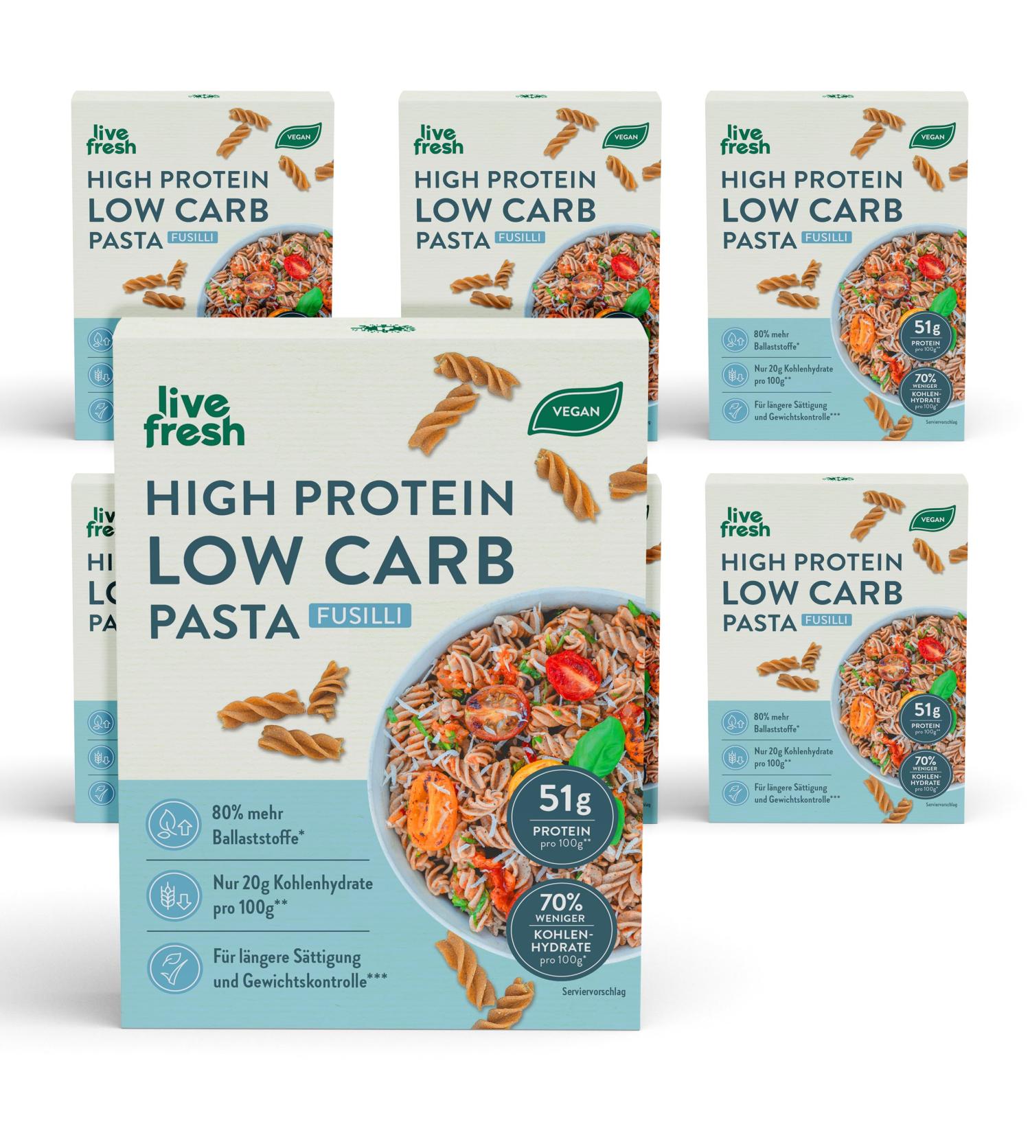 LiveFresh Low Carb High Protein Pasta - 6 Pack | Healthy International Shipping - Buy Online on GoSupps.com