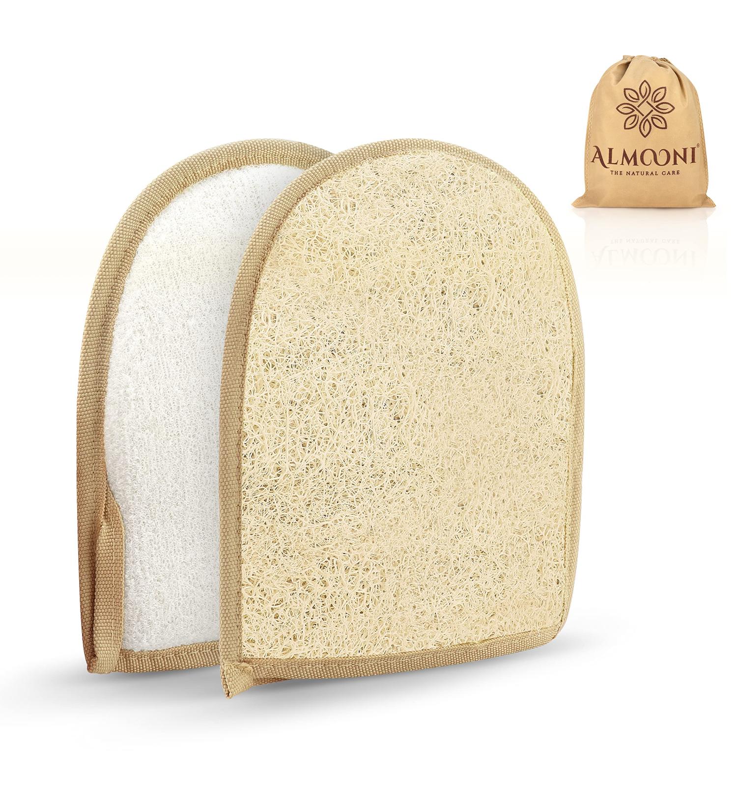 Premium Exfoliating Loofah Glove Pad Body Scrubber - Natural Egyptian Shower Loufa Sponge - 2 Pack - Buy Online on GoSupps.com