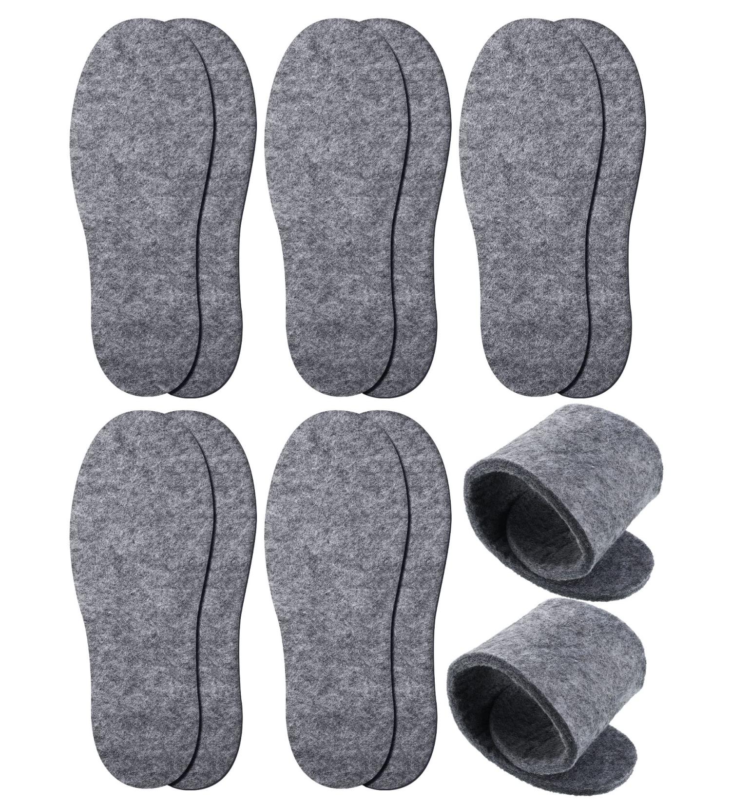 Janmercy Wool Felt Insoles - 5 Pairs Warm Shoe Inserts for Men & Women - Gray (Men's 9/Women's 10) - Best Comfort & Support - Buy Online on GoSupps.com