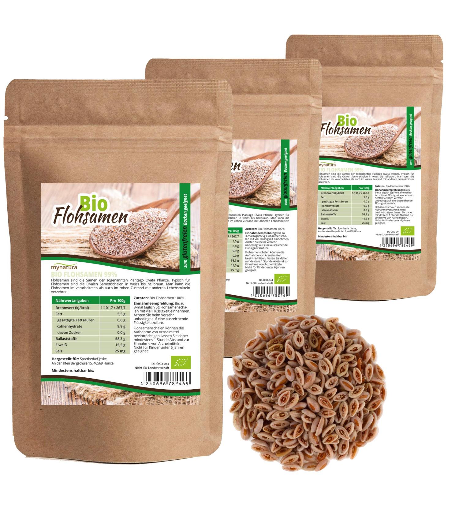 Mynatura Bio Psyllium 3x1000g - 99% Pure Natural Fiber | Raw Food for Humans & Animals | Eco-Friendly De- ko-044 - Buy Online on GoSupps.com