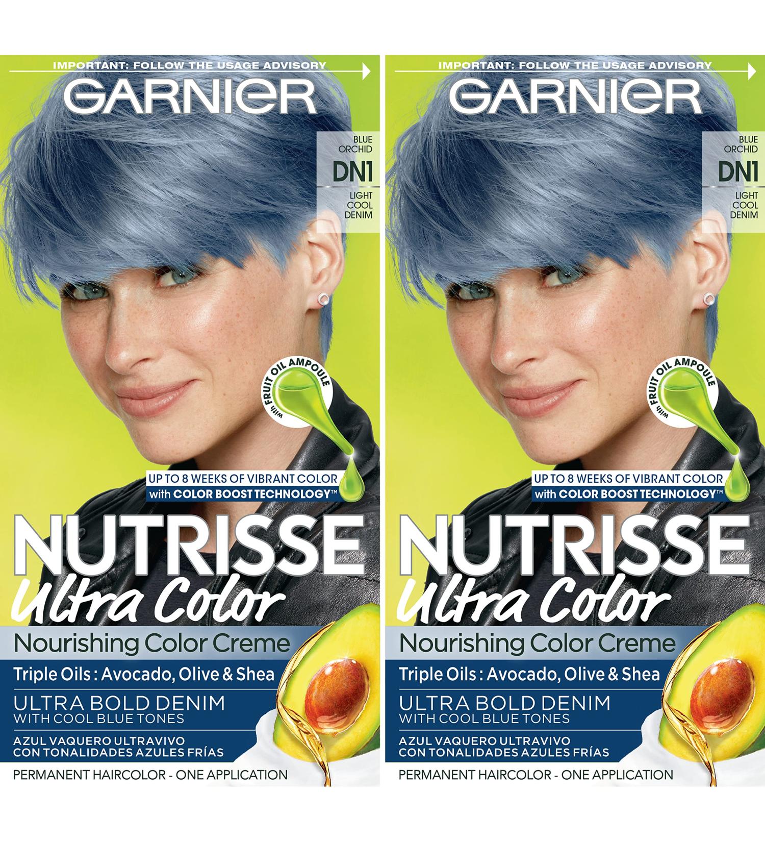 Garnier Nutrisse Ultra Color DN1 Light Cool Denim Blue Orchid Permanent Hair Dye 2 Count - Buy Online on GoSupps.com