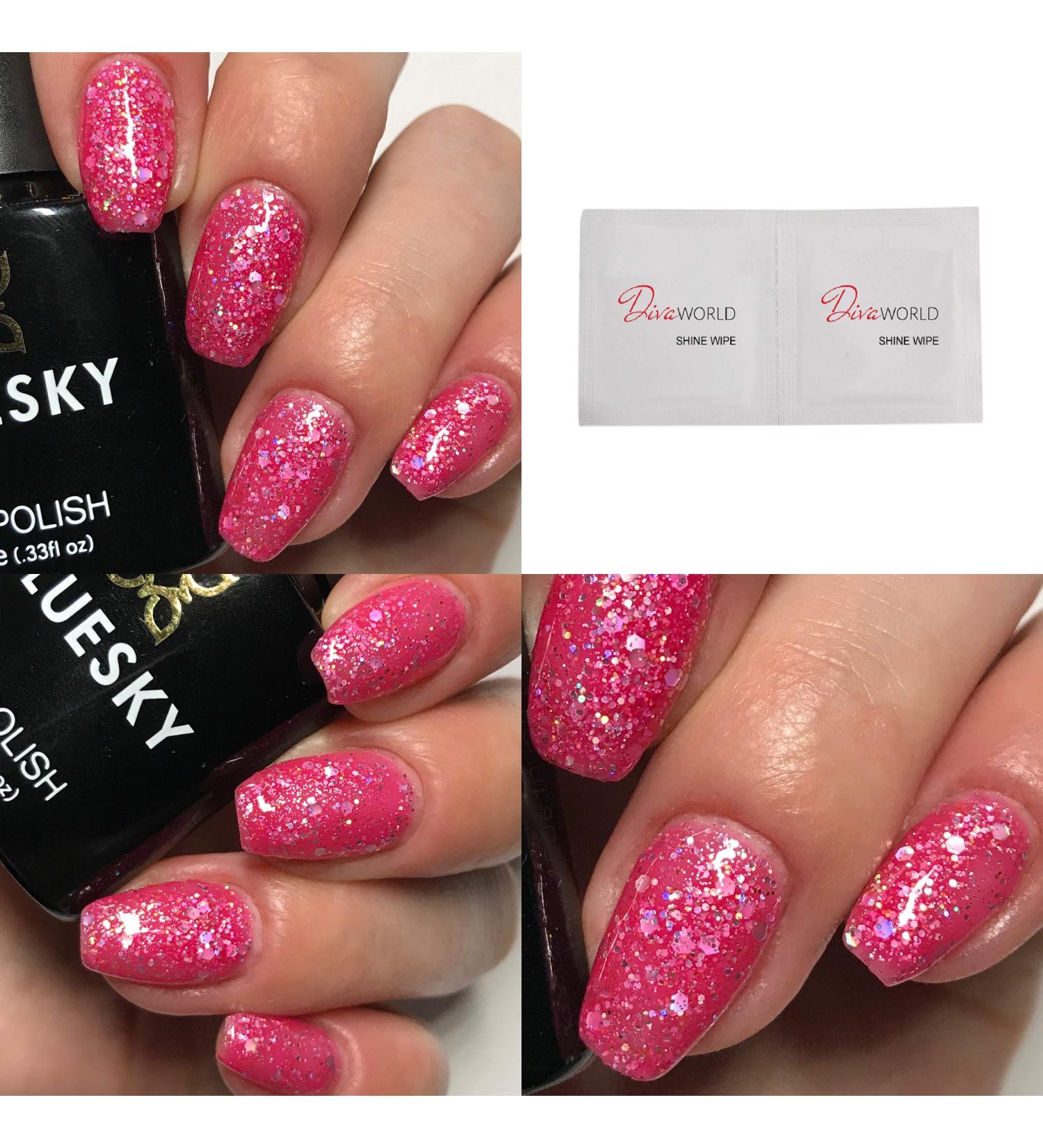 Bluesky Pink Chunky Glitter DADDY'S GIRL - BLZ46 - UV/LED Soak Off Gel Nail Polish 10ml + 2 Diva World Shine Wipes for FREE - Buy Online on GoSupps.com
