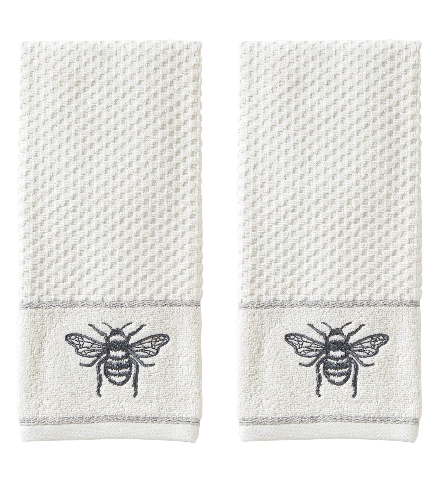 SKL Home Farmhouse Bee Hand Towel Set - White | Luxe cotton towels with charming bee design - Buy Online on GoSupps.com