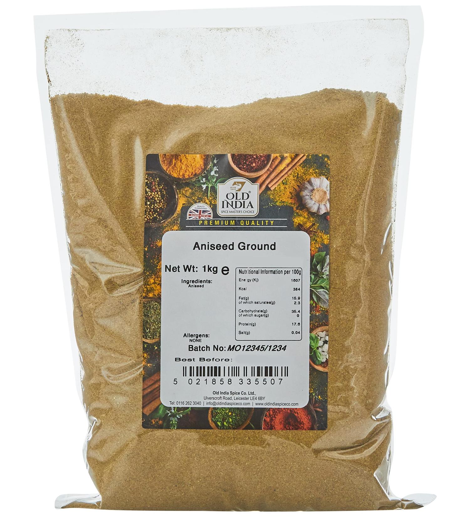 Old India Aniseed Ground 1 Kg - Premium Quality Spice for Cooking and Baking - Buy Online on GoSupps.com