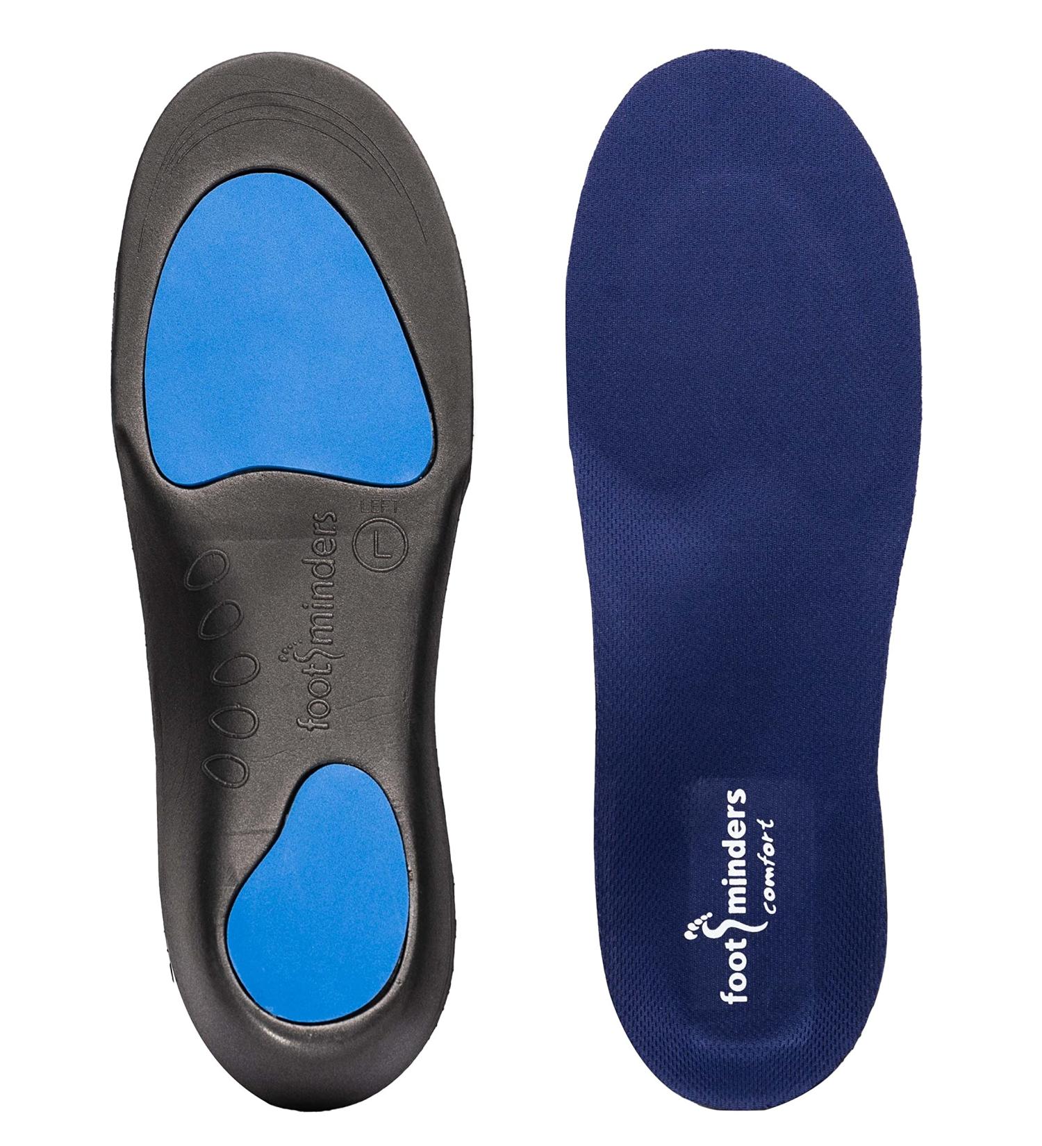 Footminders Comfort Orthotic Arch Support Insoles (Pair) - Large Men 9-11 Women 10-12 - Relieve Foot Pain from Flat Feet & Plantar Fasciitis - Buy Online on GoSupps.com