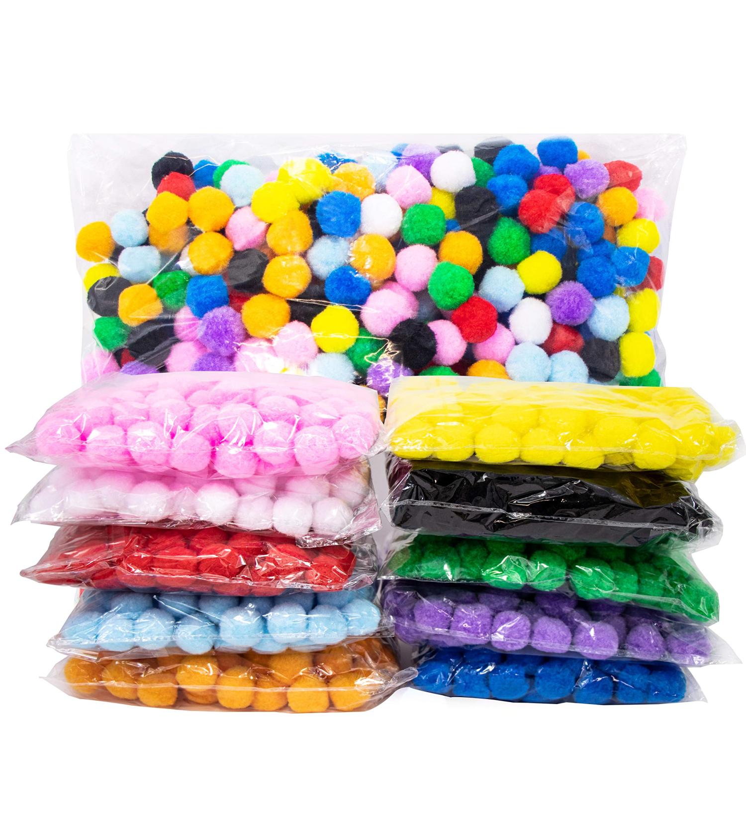 1000 Pieces 1 Inch Pom Poms for Crafts - 10 Assorted Colors - Puff Balls - Separated by Bag - Buy Online on GoSupps.com