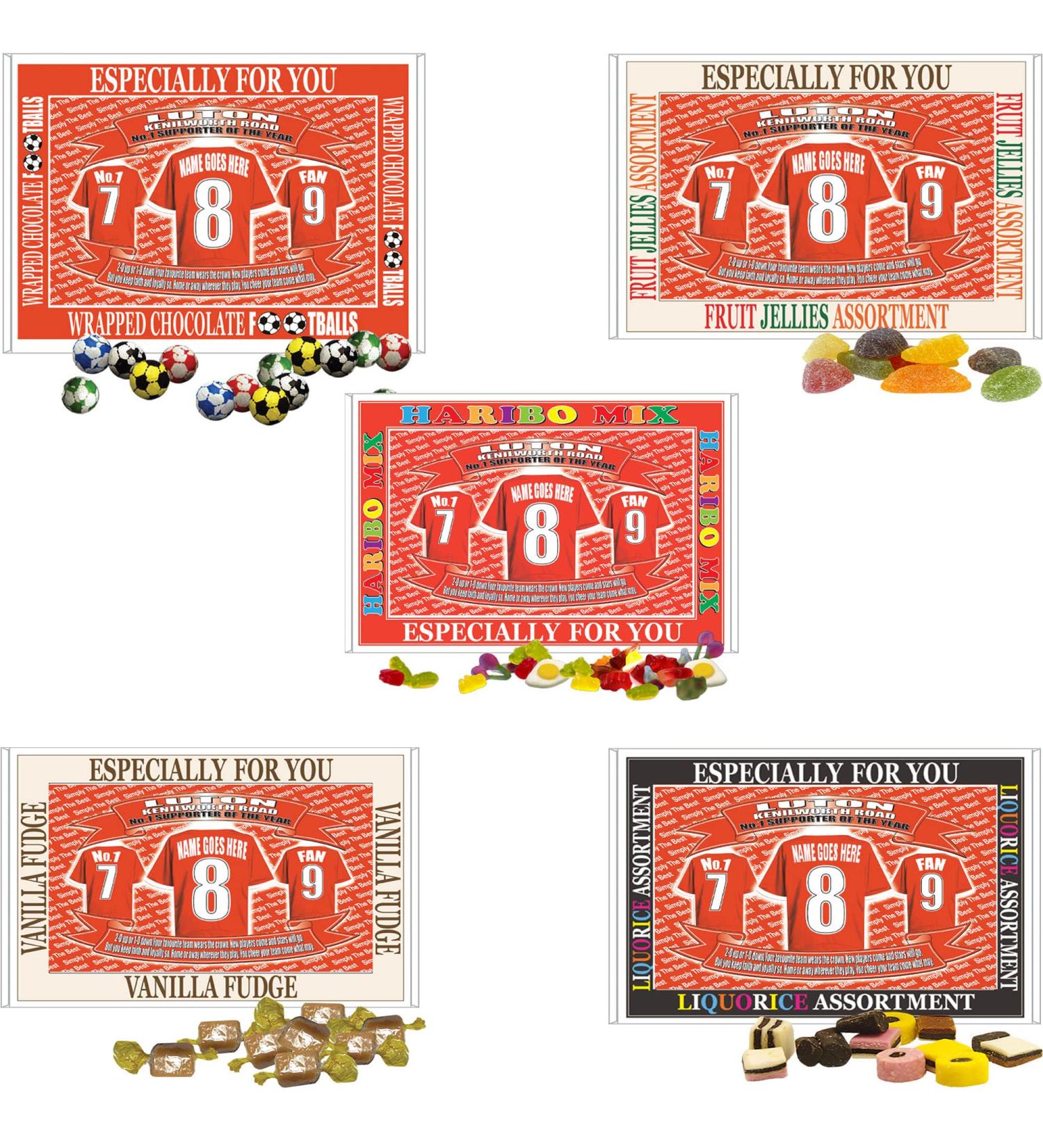 Luton Football Shirt Personalised Gift Boxed Sweets Variety - Buy Online on GoSupps.com