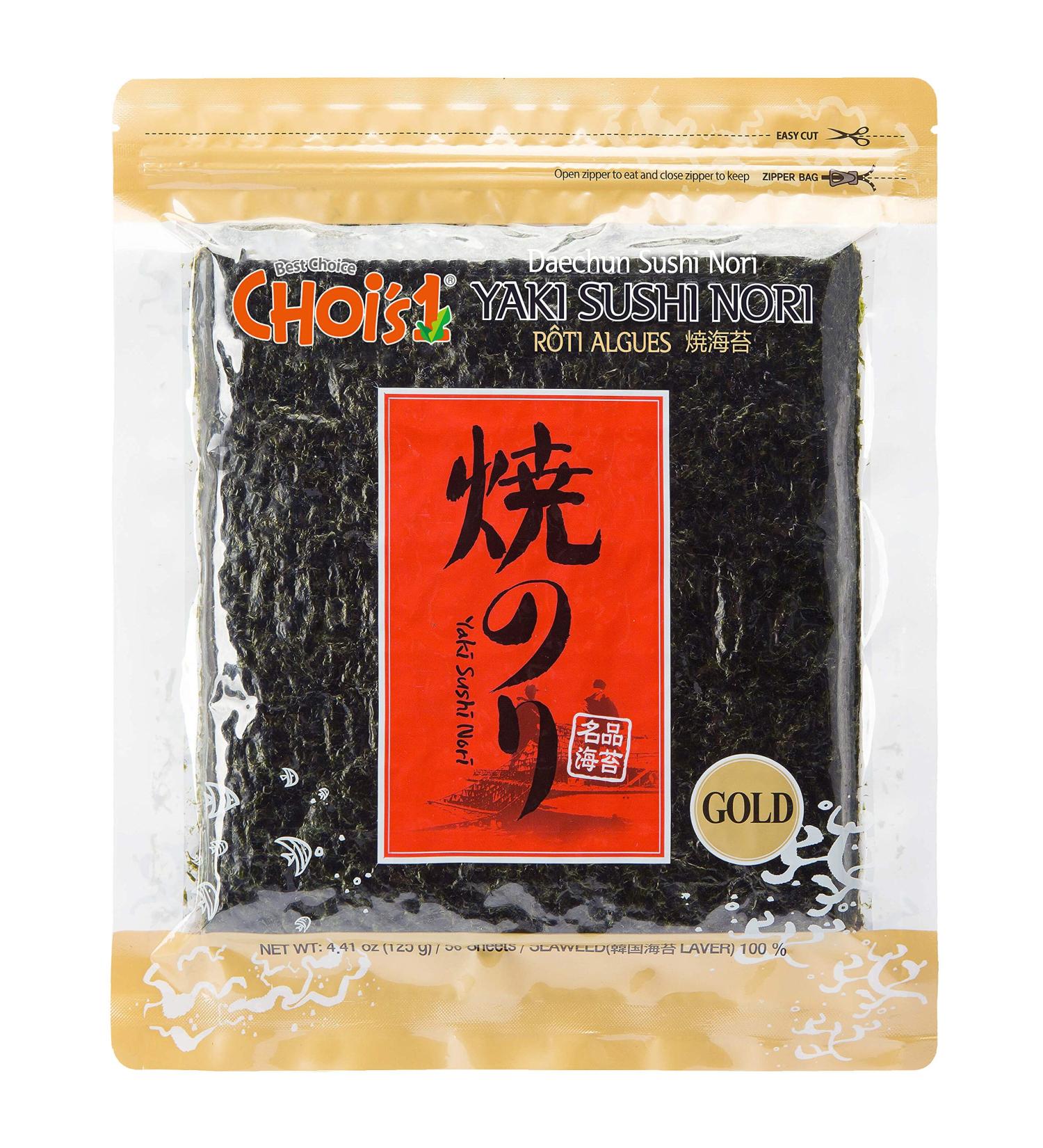 Daechun(Choi's1) Roasted Seaweed Gim Sushi Nori - 50 Full Sheets | Resealable Gold Grade from Korea - Buy Online on GoSupps.com