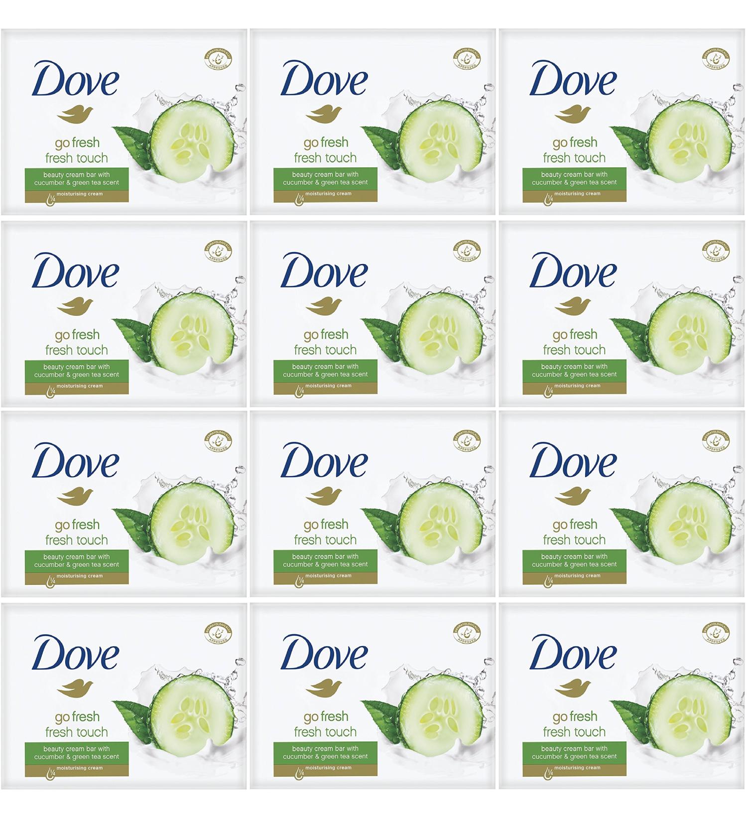 Dove - Fresh Touch Soap Bars - Cucumber & Green Tea Scent - (12 bars) - Buy Online on GoSupps.com