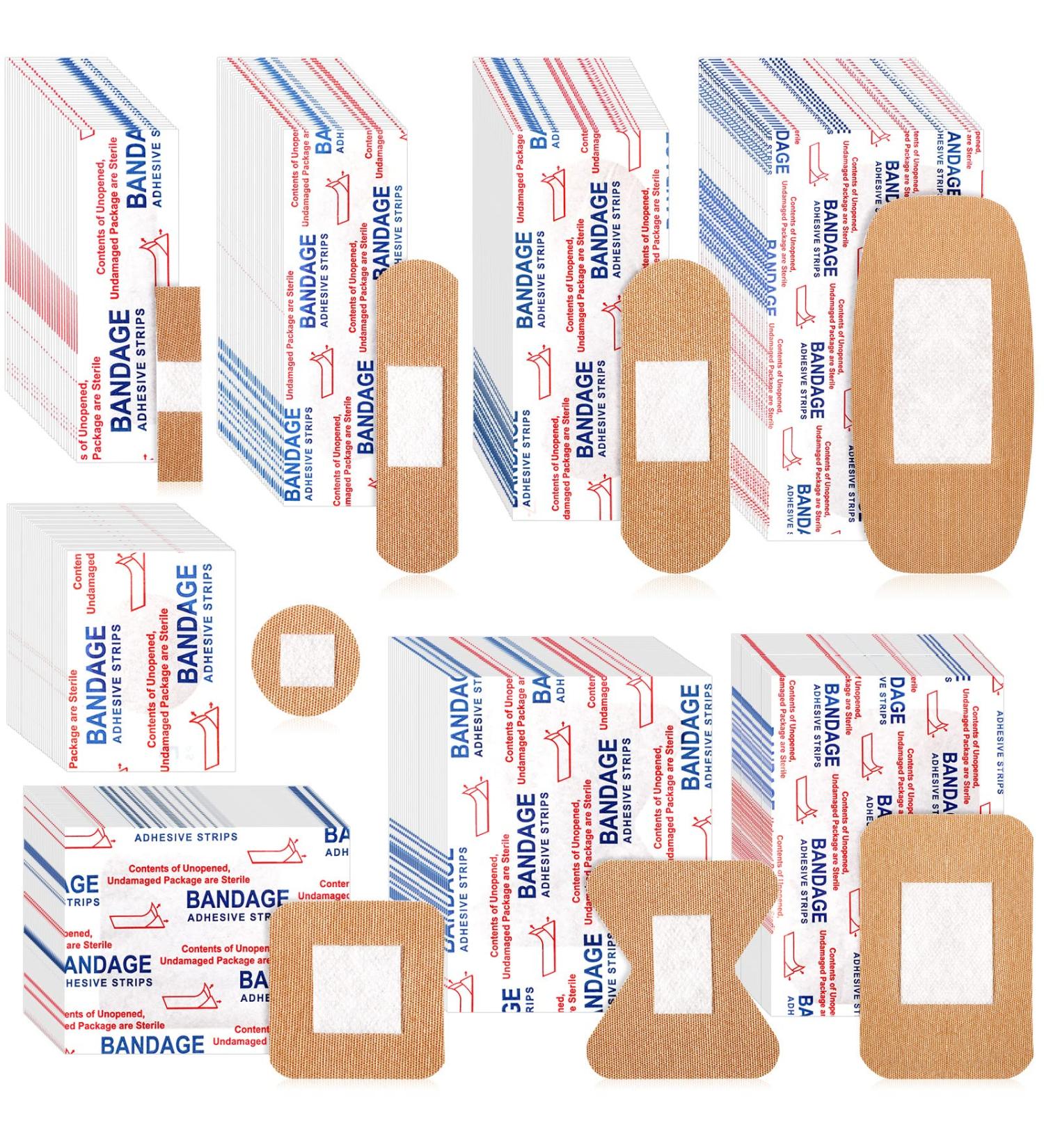 400 Pcs Flexible Fabric Adhesive Bandages - Assorted Breathable Fingertip Bandages for Family First Aid (8 Styles) - Buy Online on GoSupps.com
