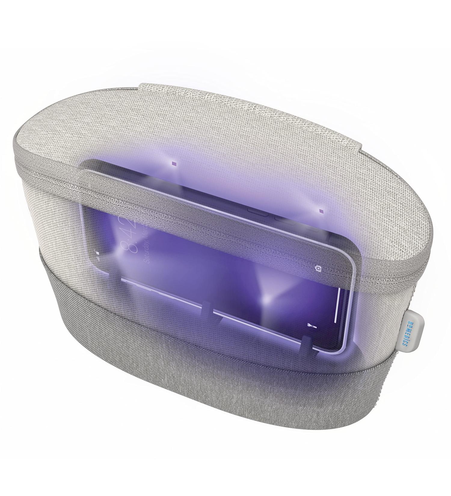 Homedics UV Clean Portable Sanitizer Bag - Rechargeable UV Light Sterilizer & Storage Box - Kills 99.9% of Contaminates - Fits Masks, Phones, Keys - Grey, 1 Count - Buy Online on GoSupps.com