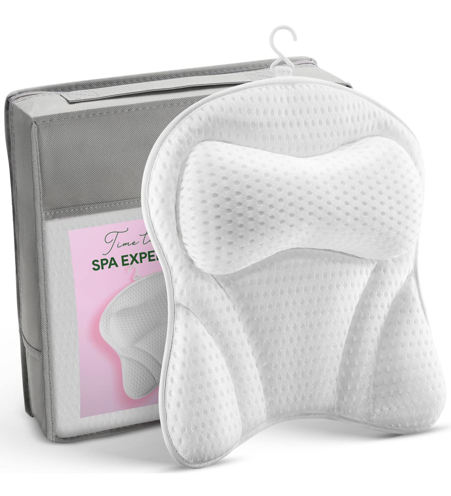 Soft Mesh Bathtub Pillow with Suction Cups and Hook for Neck and Back Support - Luxurious Spa Bathing Experience - Buy Online on GoSupps.com