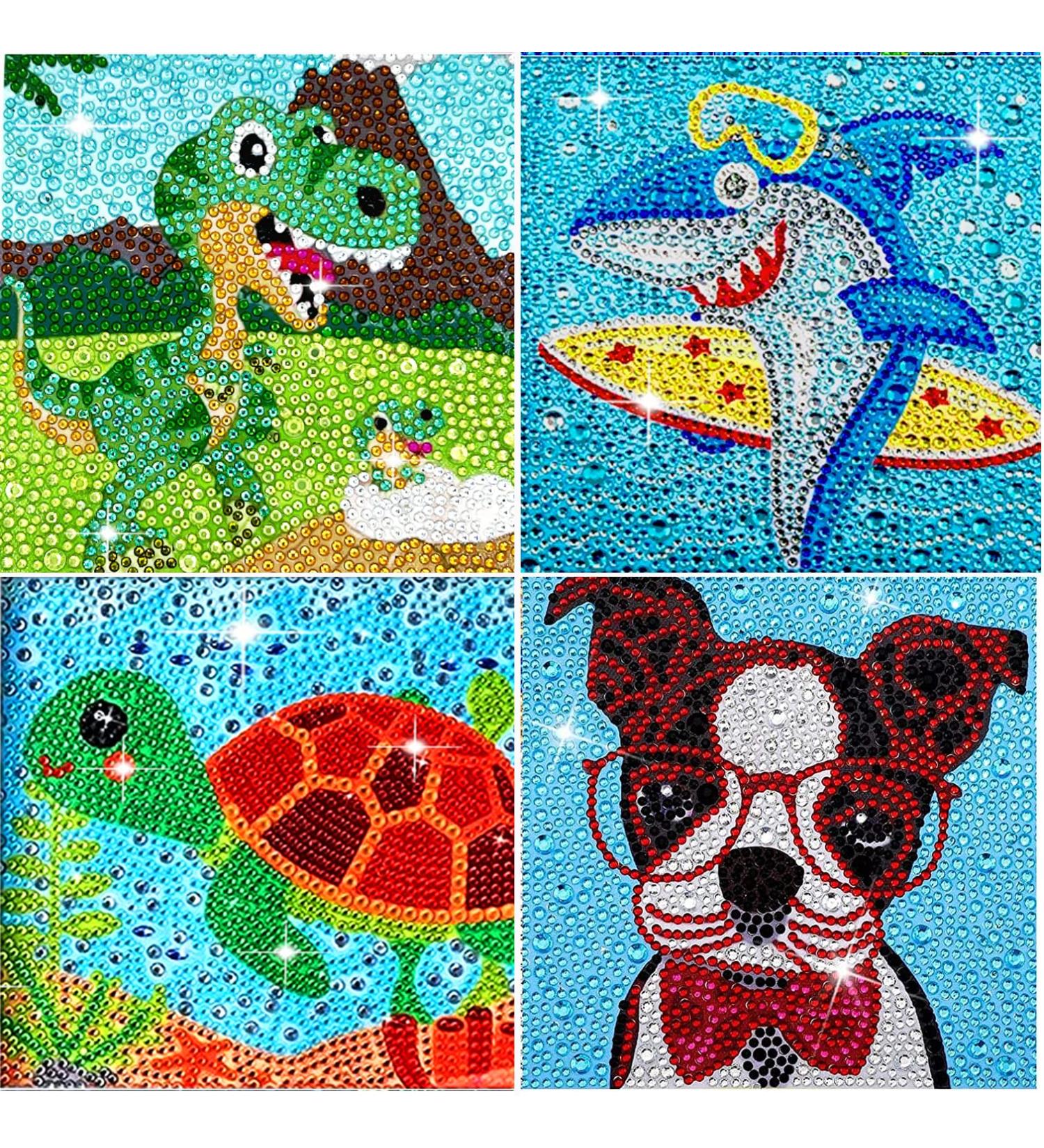 4 Pack Kids Diamond Art Kits - DIY Gem Painting Set for Home Decor - Full Drill 5D Diamond Painting - Easy Craft Project for Ages 8-12 - 6X6 Inch - Buy Online on GoSupps.com