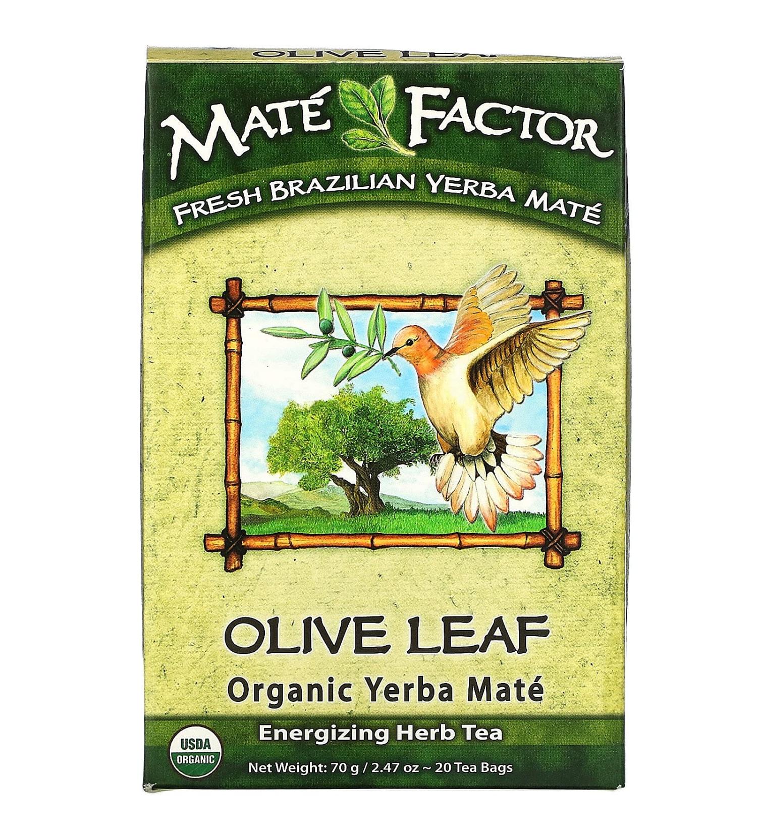 Mate Factor Olive Leaf  Organic Yerba Mate 20 Tea Bags 2.47 oz (70 g)