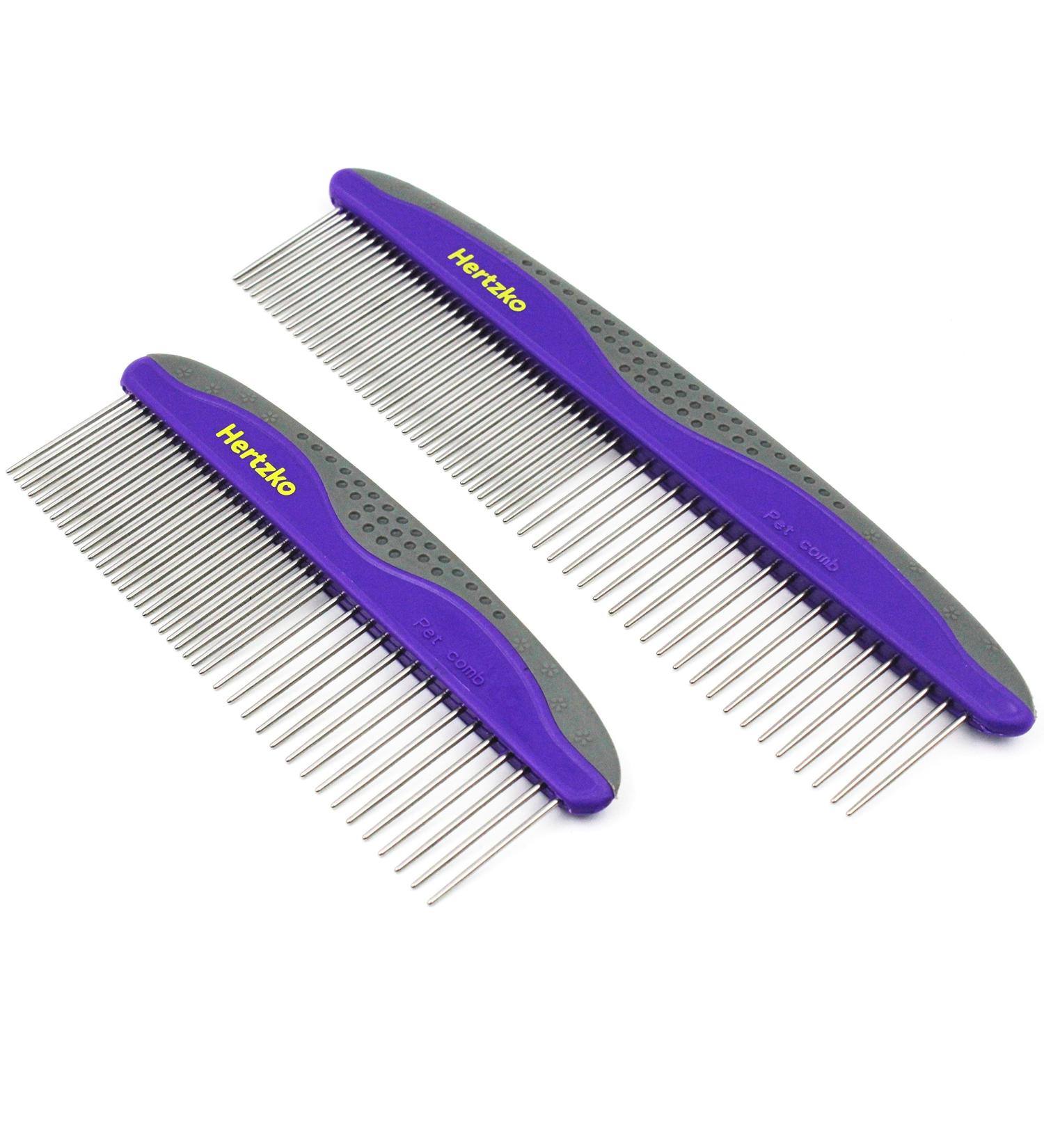 Pet Combs by Hertzko - Small & Large Combs for Dogs and Cats - Removes Tangles, Knots, Fur, and Dirt - Ideal for Everyday Grooming - Short or Long Hair - Pack of 2 - Buy Online on GoSupps.com