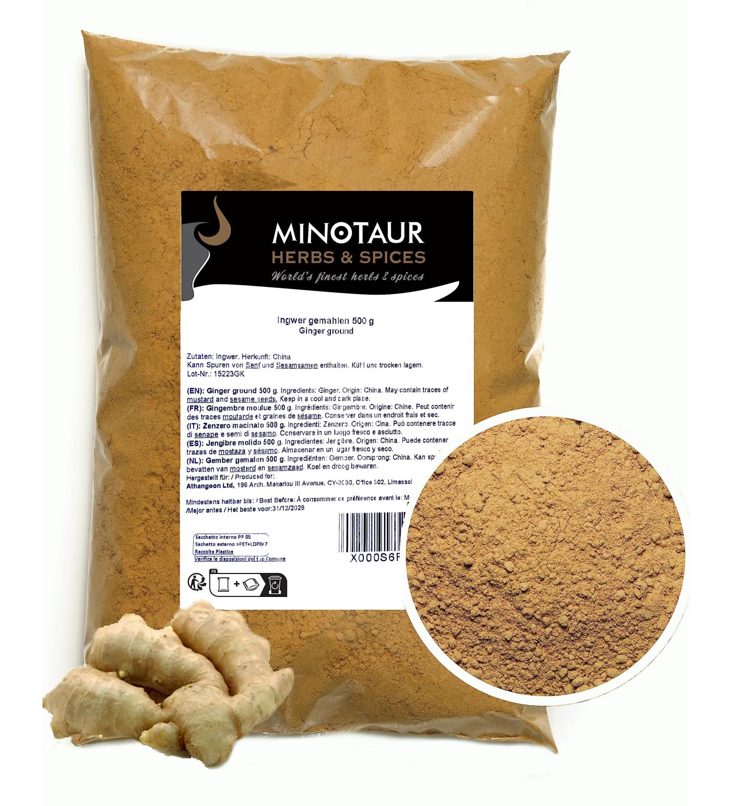 Buy MINOTAUR Ginger Powder - 2 x 500g (1 Kg) | Ground Ginger Spices for International Shipping - Buy Online on GoSupps.com