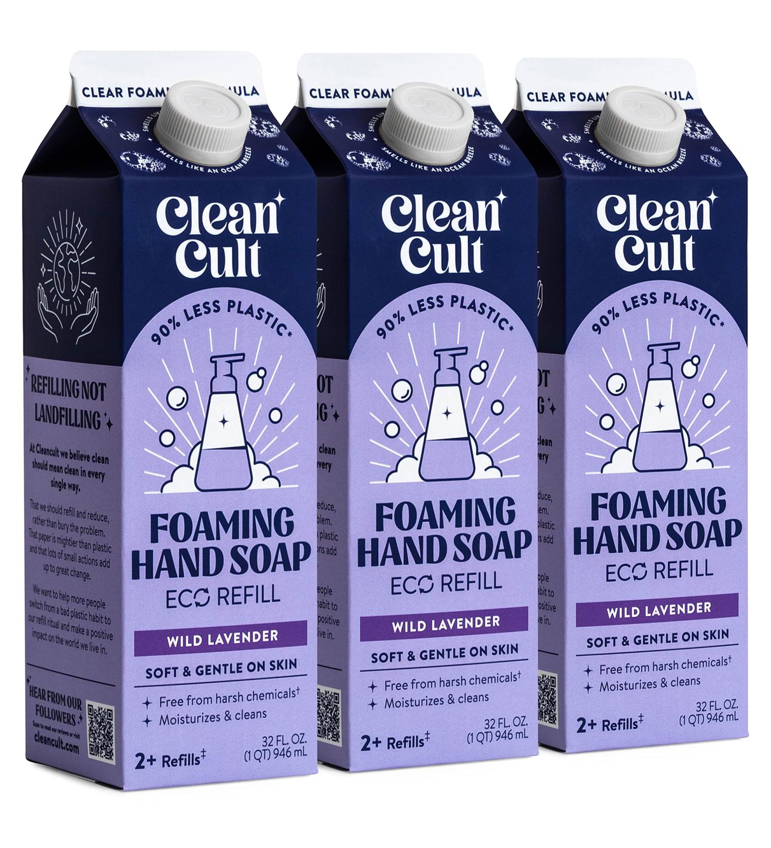 Cleancult Foaming Hand Soap Refills (32oz 3 Pack) - Nourishing Wild Lavender Foam Hand Soap - Eco-Friendly & Chemical-Free - Buy Online on GoSupps.com