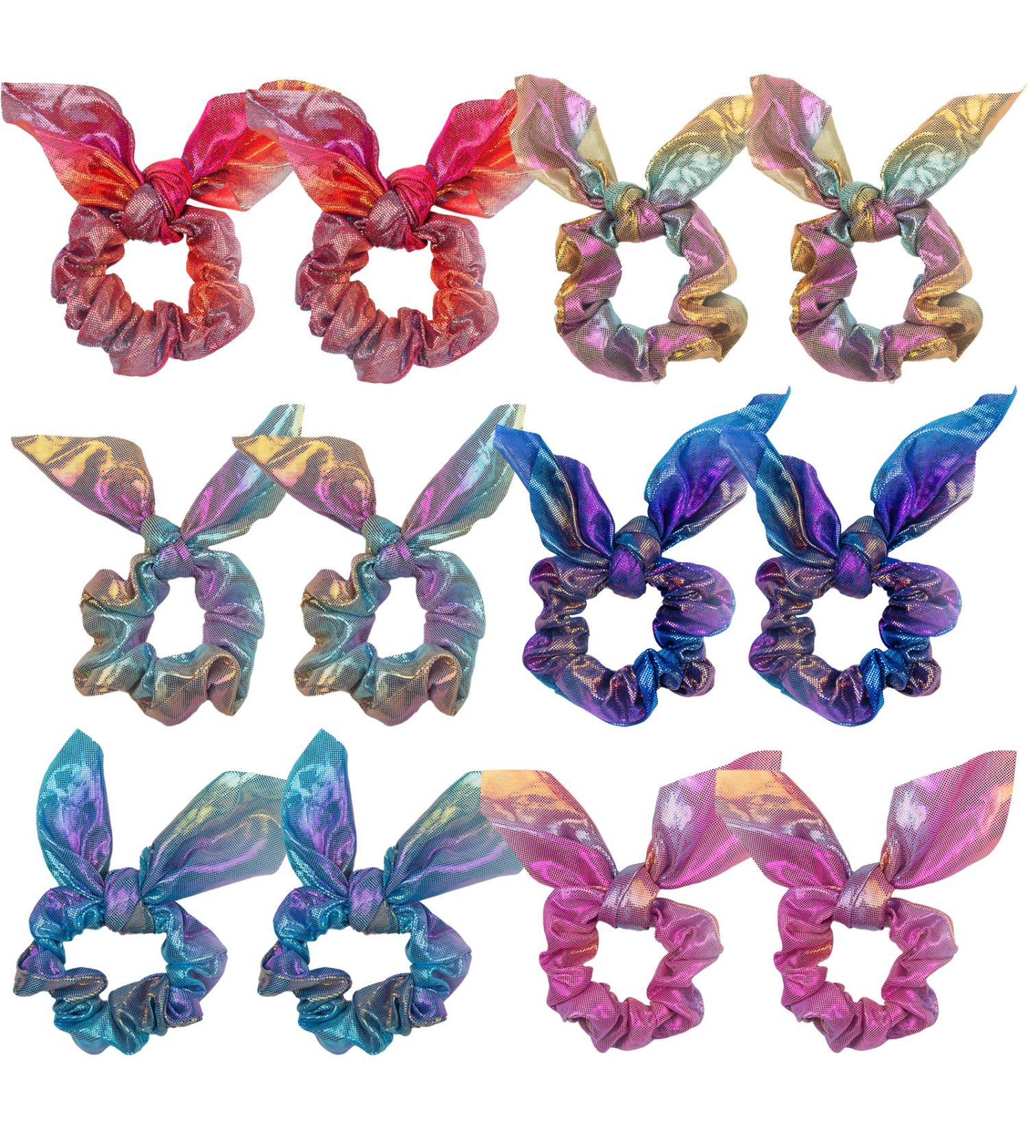 12 Pieces Rabbit Ear Hair Scrunchies for Women, Girls, Kids - Bow Knot Hair Ties Ponytail Holders - Buy Online on GoSupps.com