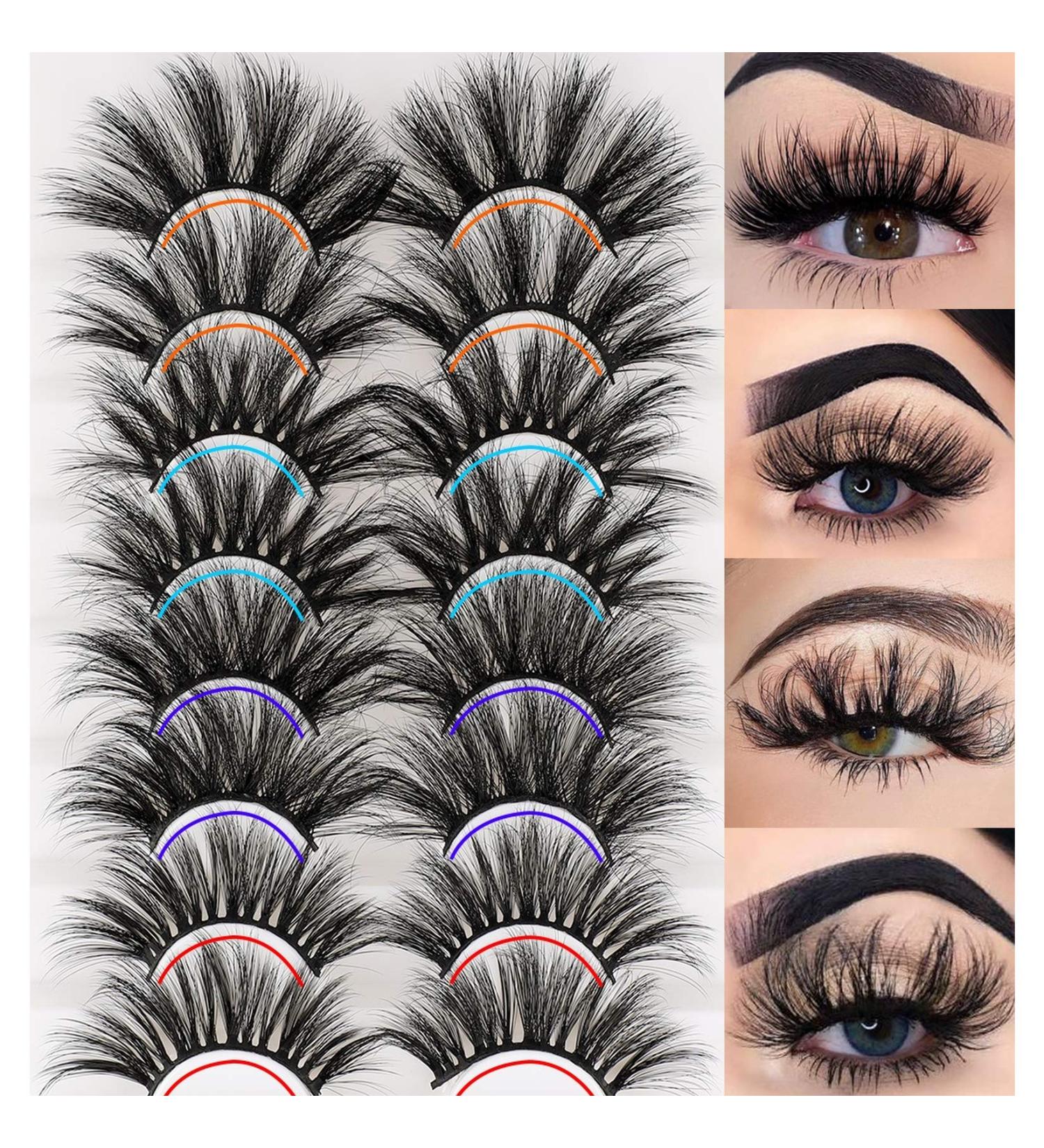 Mink Eyelashes 25mm Pack - HeyAlice Fluffy 8 Pairs, Long Strip Thick Volume Fake Lashes - Mixed 4 Styles - Buy Online on GoSupps.com