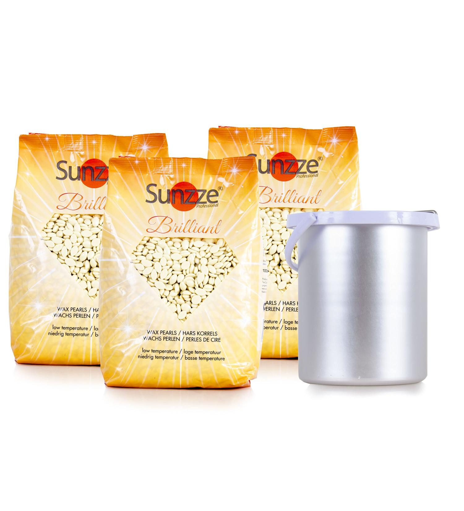 Sunzze Wachsperlen 3 Pack - 1kg Hot Wax for Brazilian Waxing Legs Armpits & Face - Chocolate Flavor - Premium Wax Warmer Set - Buy Online on GoSupps.com