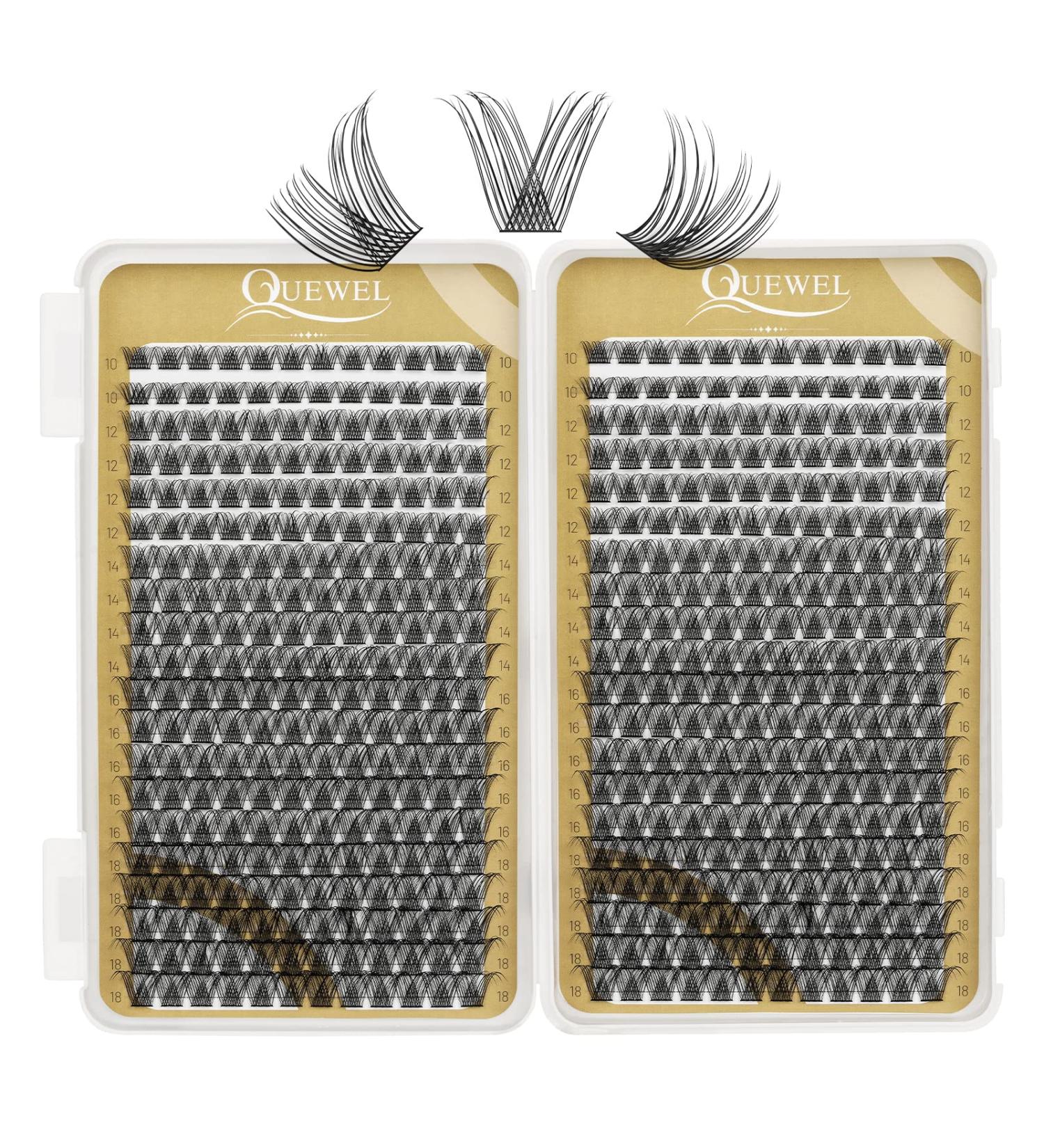 Cluster Eyelashes Quwel - 480 PCs DIY Individual Lash Extensions | Soft & Light Natural D Curl 10-18mm | Perfect for Home Use - Buy Online on GoSupps.com