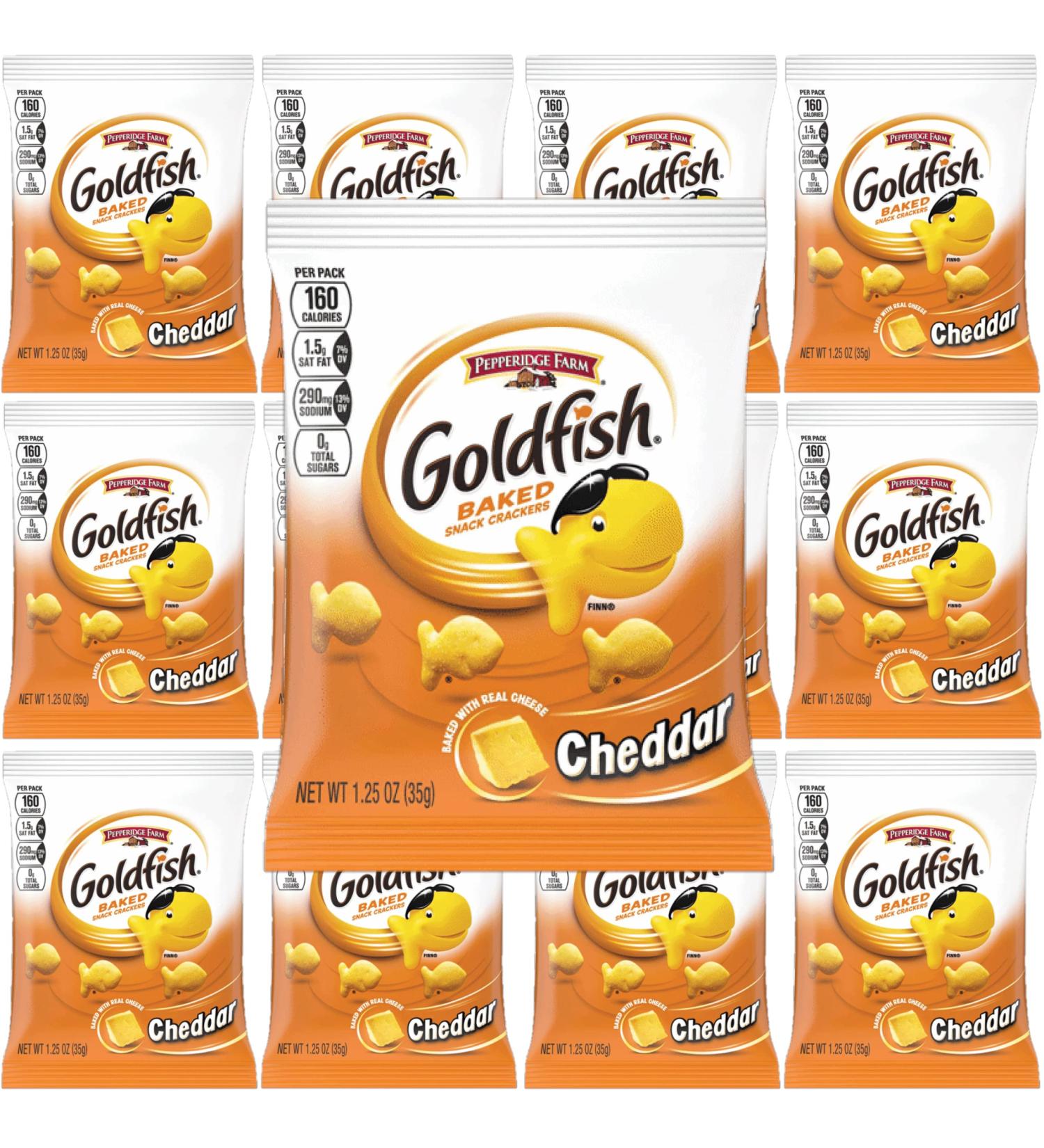Goldfish Baked Cheddar Cheese Snack Crackers 1.25oz Pouches - Pack of 12 - Buy Online on GoSupps.com
