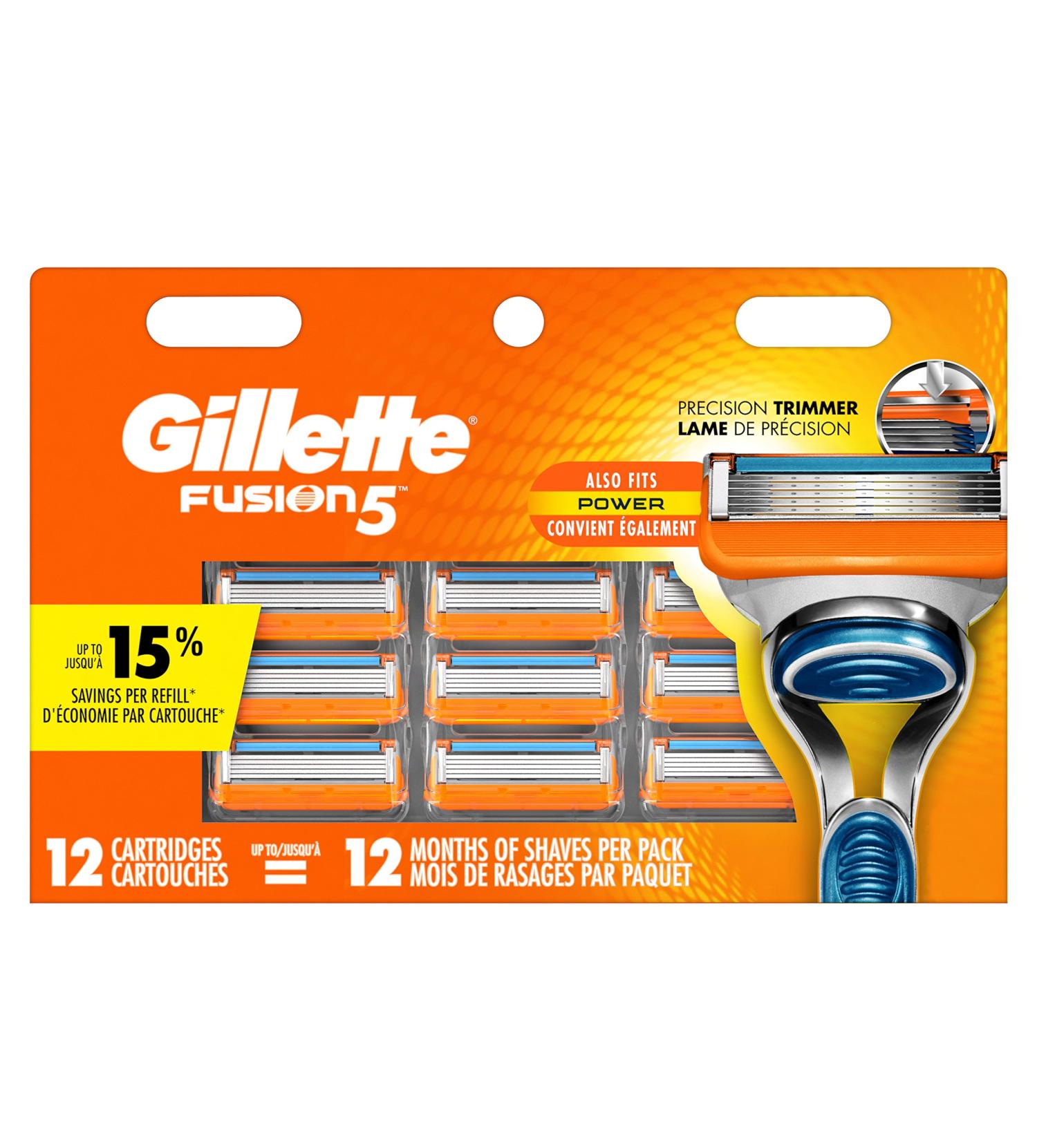 Gillette Fusion5 Men's Razor Blades - 12 Blade Refills | Buy Now - Buy Online on GoSupps.com