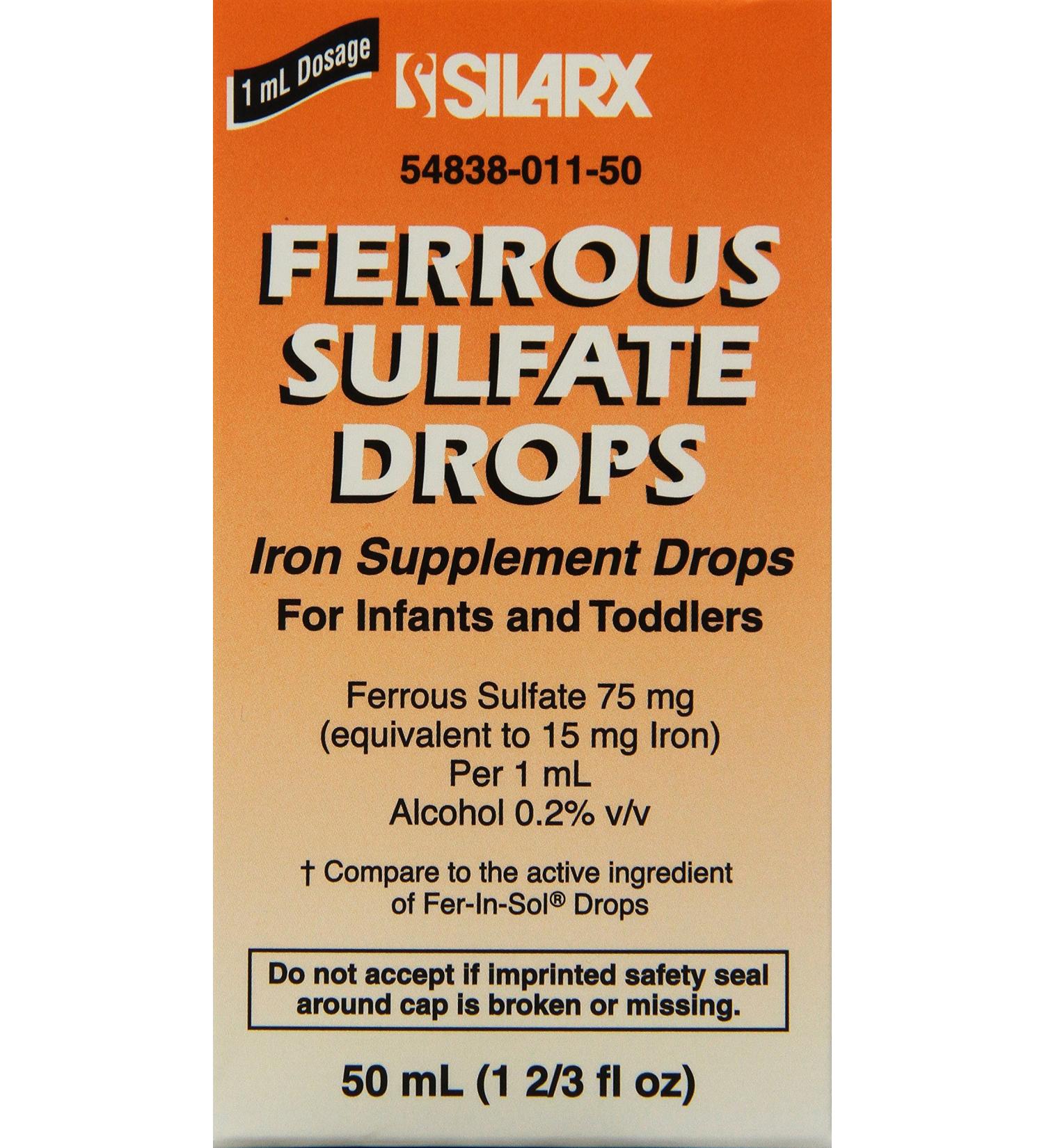 Ferrous Sulfate Iron 15mg/ml Supplement Drops 50ml Bottle -Pack of 3- - Buy Online on GoSupps.com