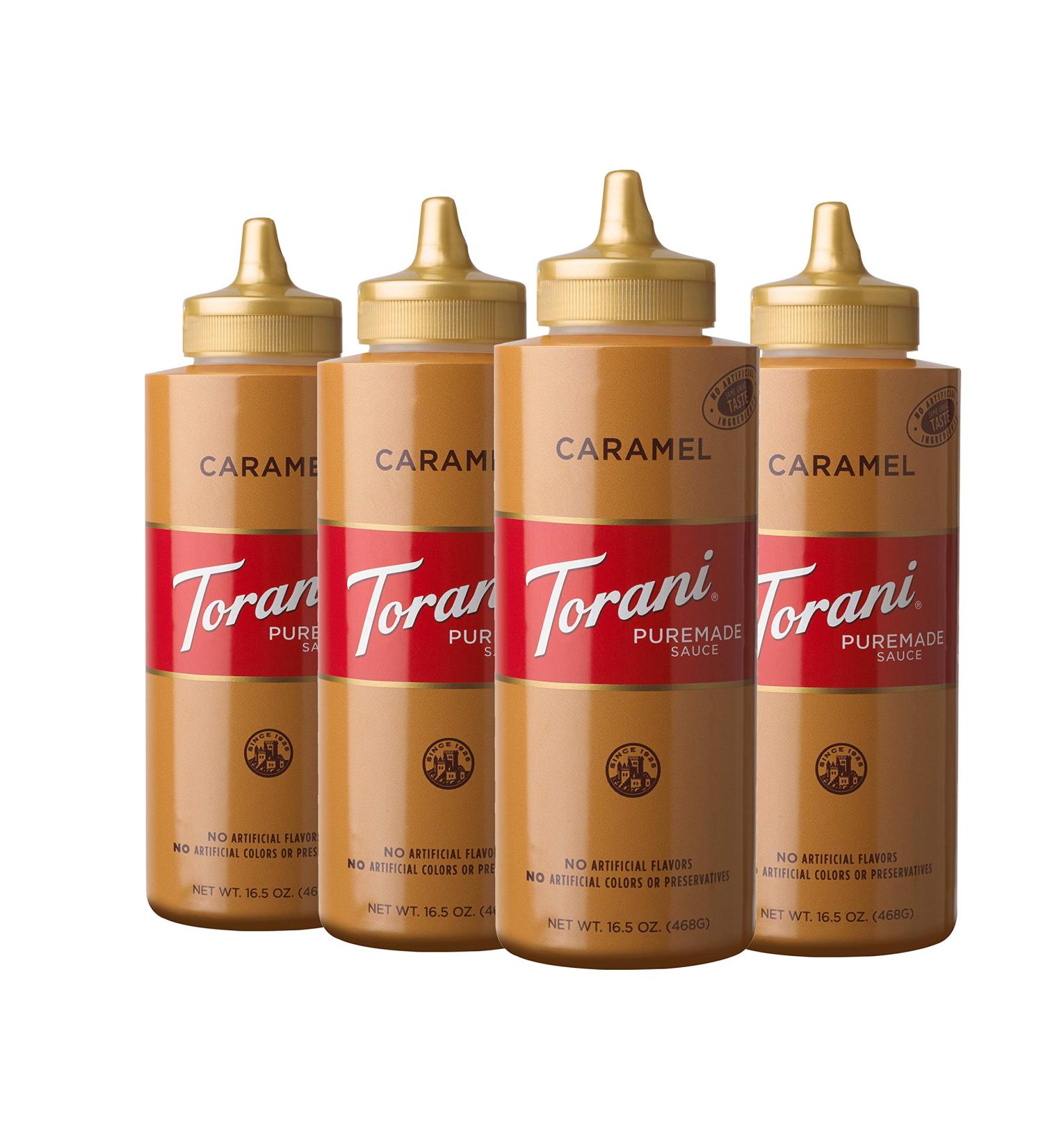 Torani Puremade Caramel Sauce 16.5oz (Pack of 4) - Delicious Caramel Flavor | 66oz Total - Buy Online on GoSupps.com