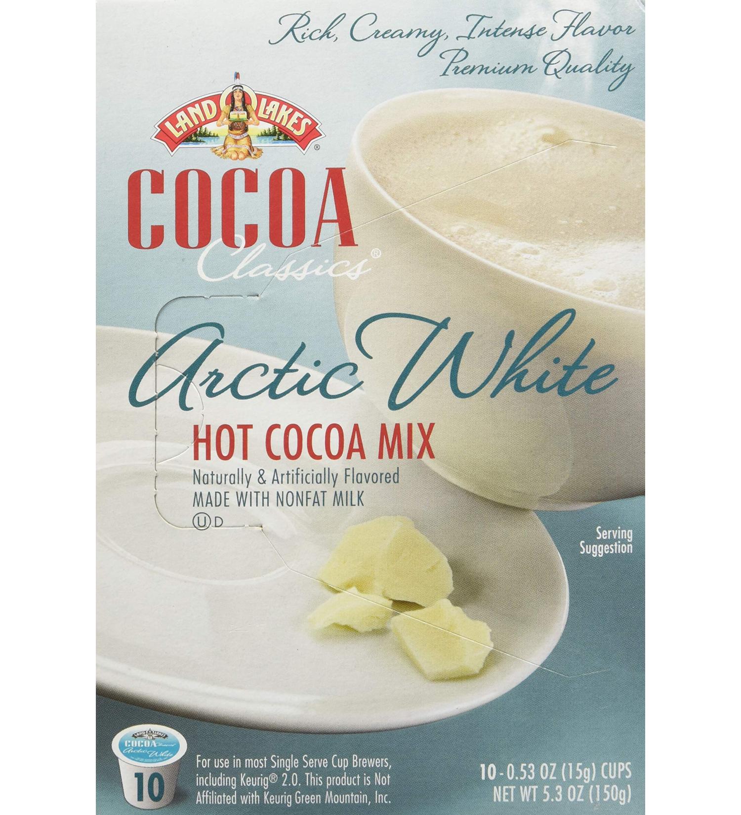 LAND O LAKES Cocoa Single Serve Cups - Arctic White Hot Cocoa Mix | 10 Cup Box 15g | Packaging May Vary - Buy Online on GoSupps.com