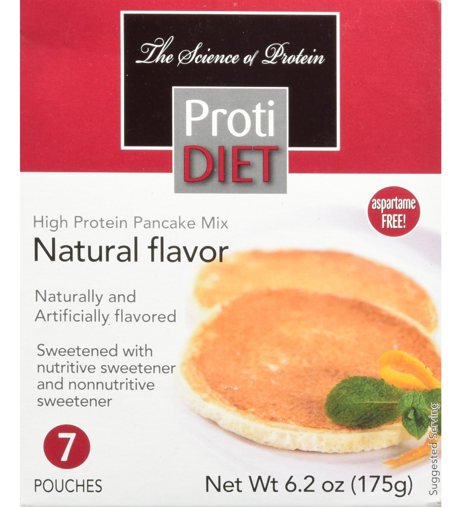 ProtiDiet Pancake Mix 6.2oz - 7 Pouches, Natural Flavor | High Protein, Low Carb Pancakes - Buy Online on GoSupps.com