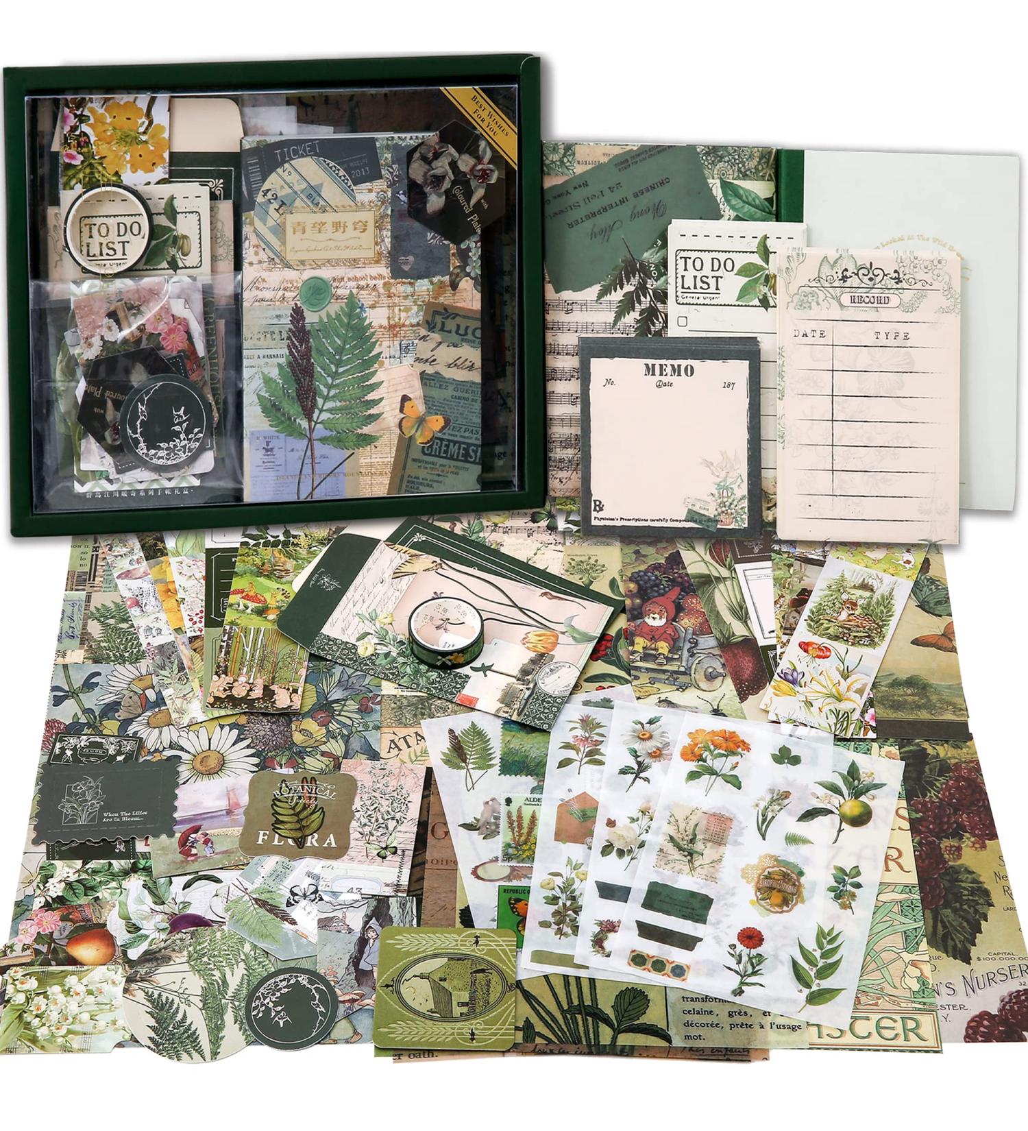 Vintage Botanical Scrapbooking Kit for Bullet Journal | A6 Grid Notebook & DIY Journaling Supplies | Birthday Craft Gift for Teen Girls & Women - Buy Online on GoSupps.com